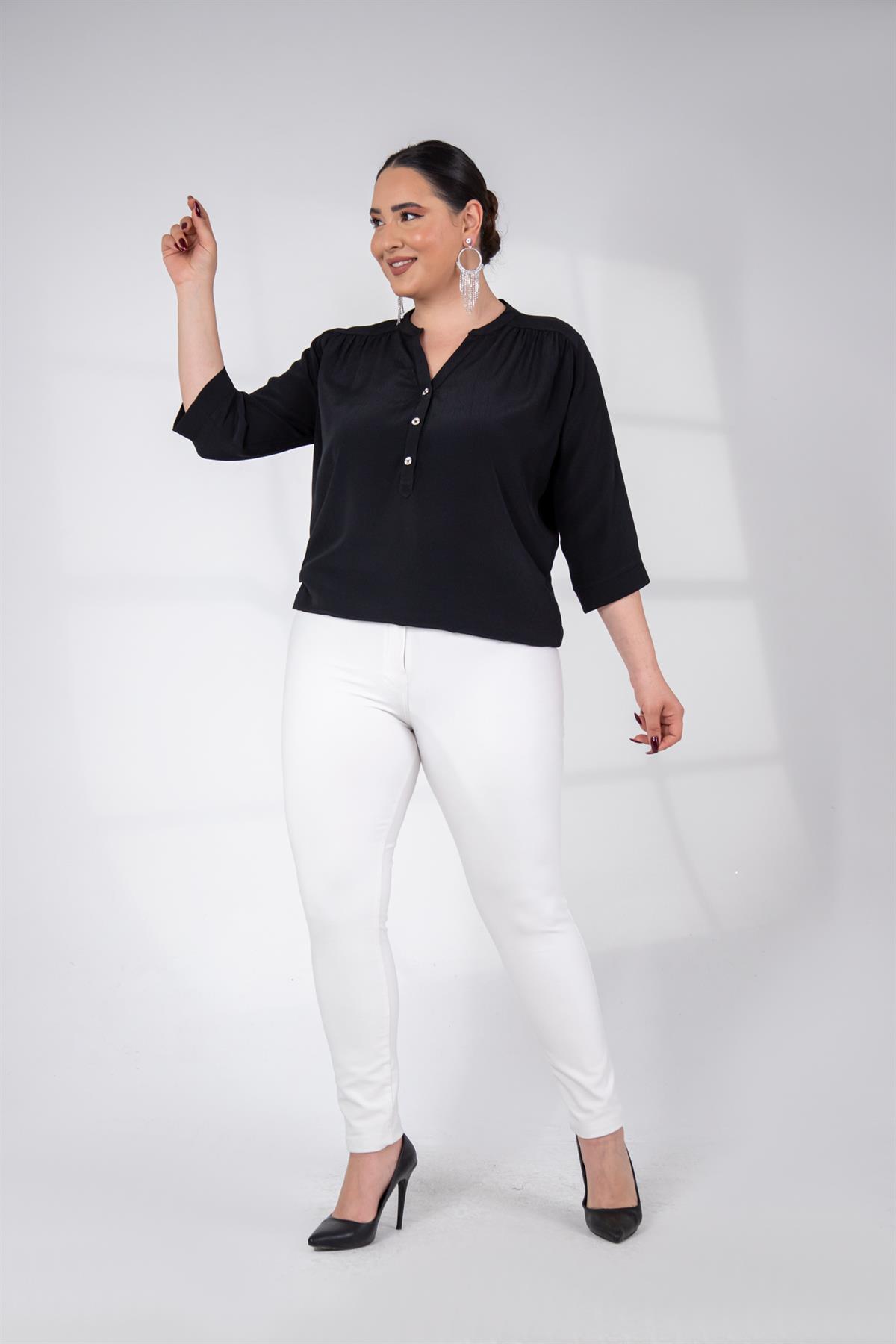 Büyük Beden 1120271  Full Lycra Pantolon  Beyaz