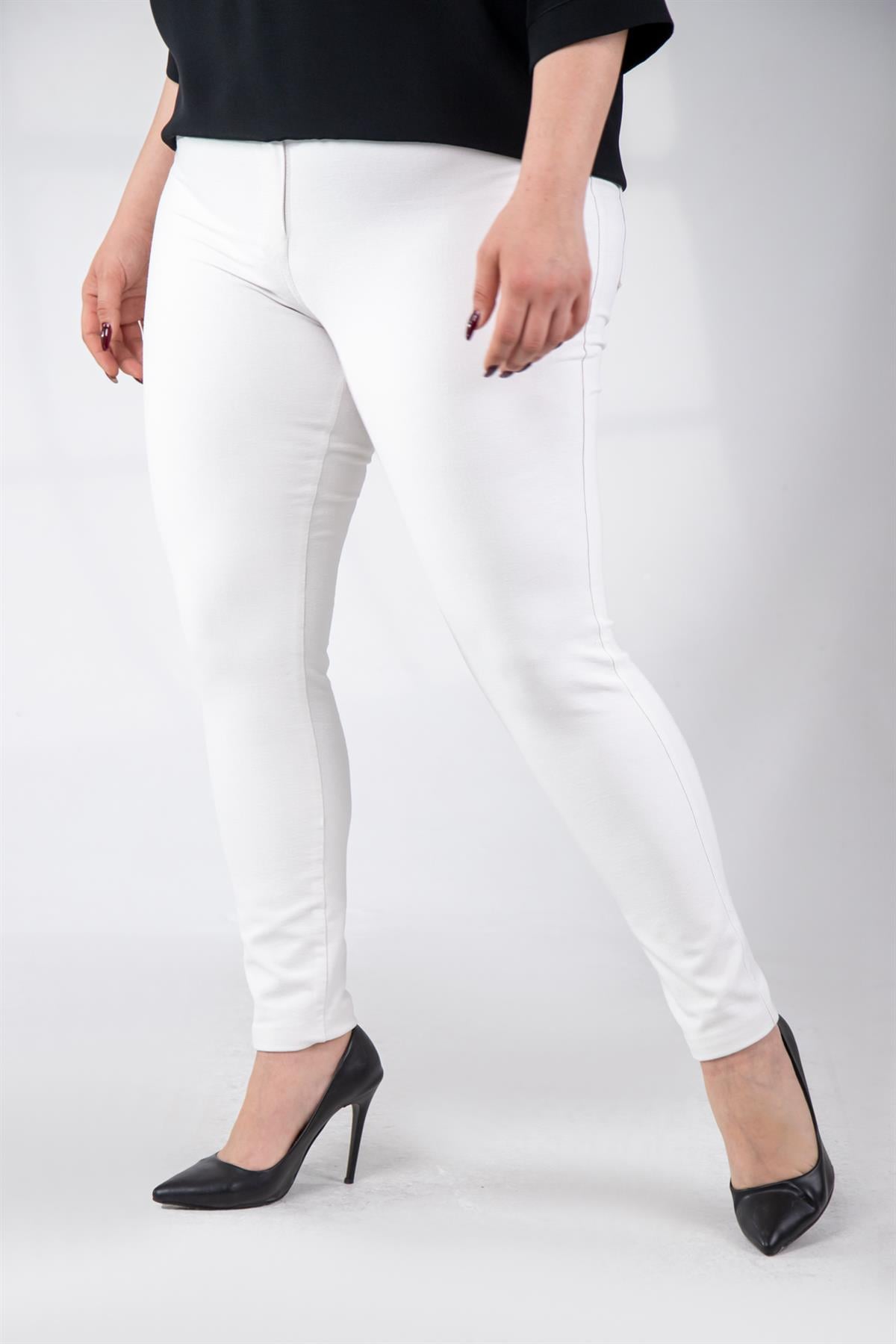Büyük Beden 1120271  Full Lycra Pantolon  Beyaz