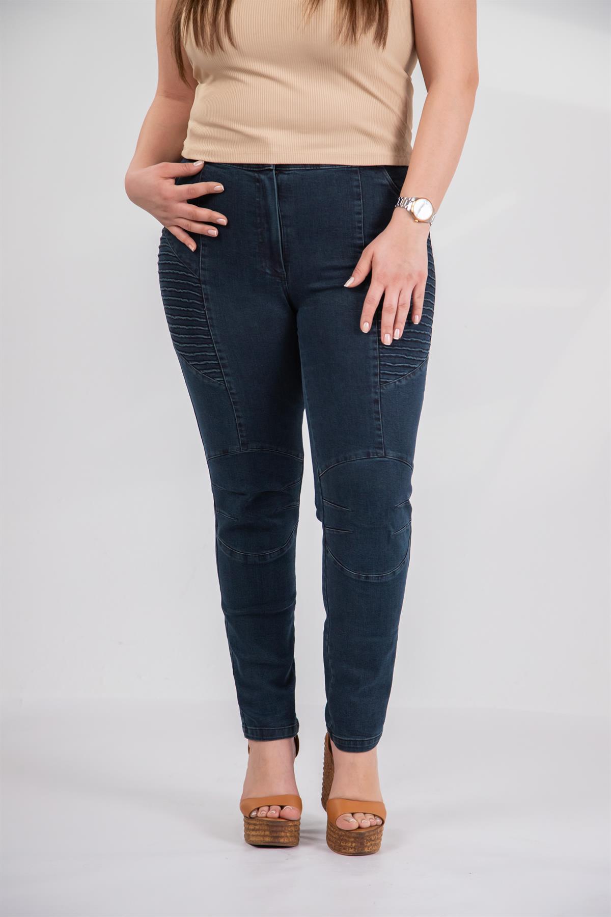 Büyük Beden 121059 Nervürlü Denim  Pantolon  Taba