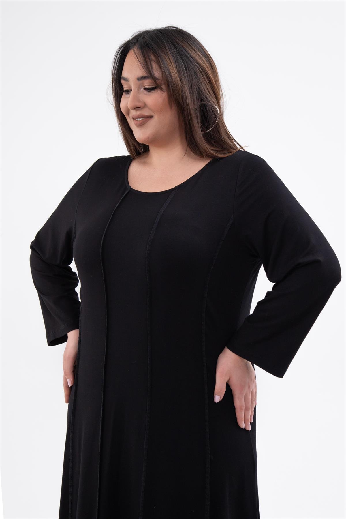 Büyük Beden 1211021 Karyoka Dikişli Elbise Siyah