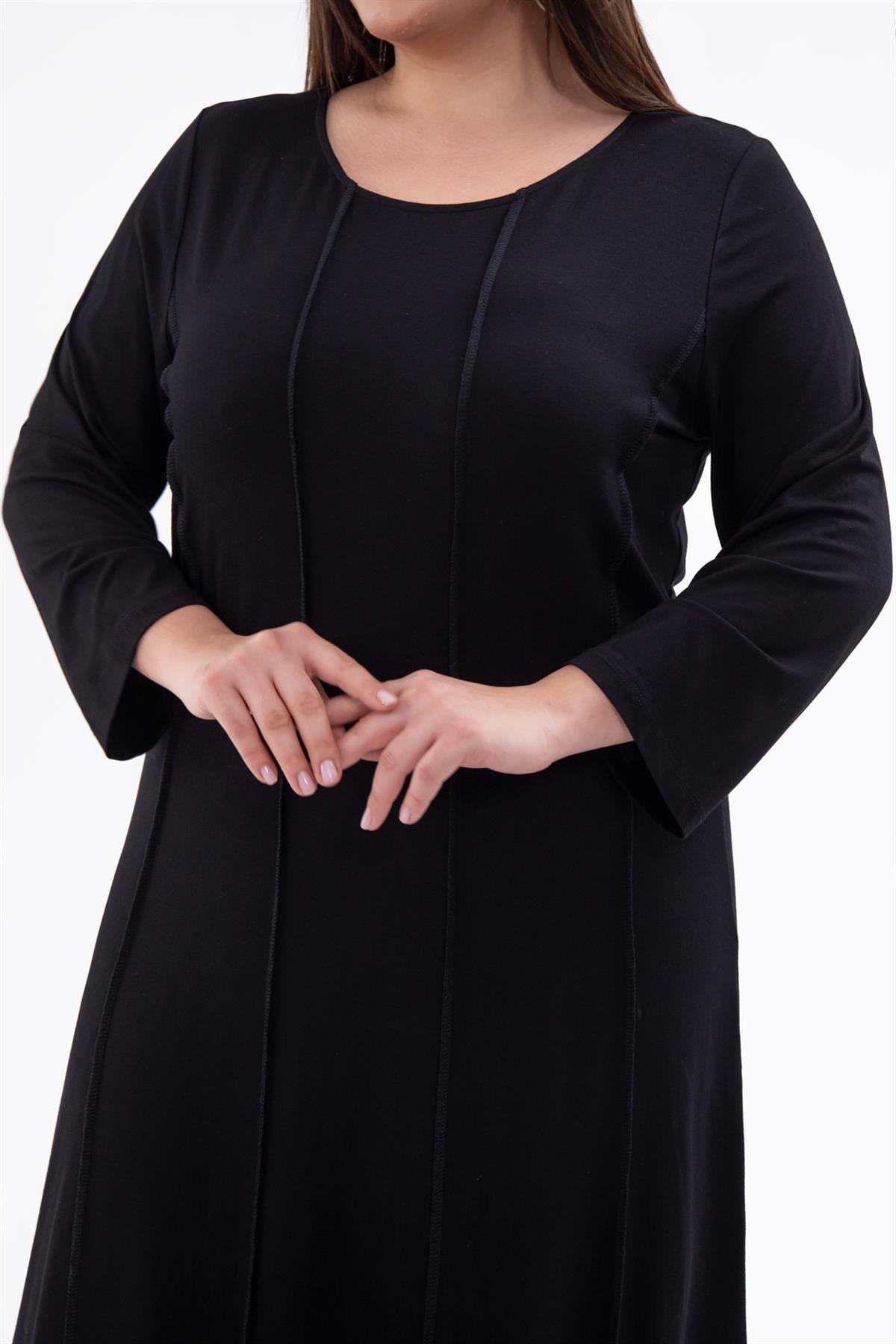 Büyük Beden 1211021 Karyoka Dikişli Elbise Siyah