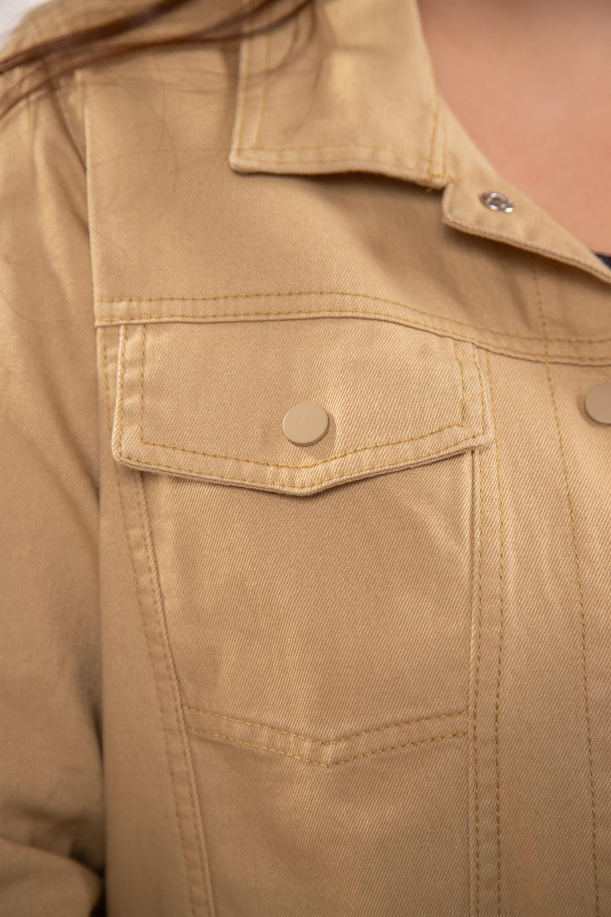 Büyük Beden 1211090 Gabardin Ceket Bej