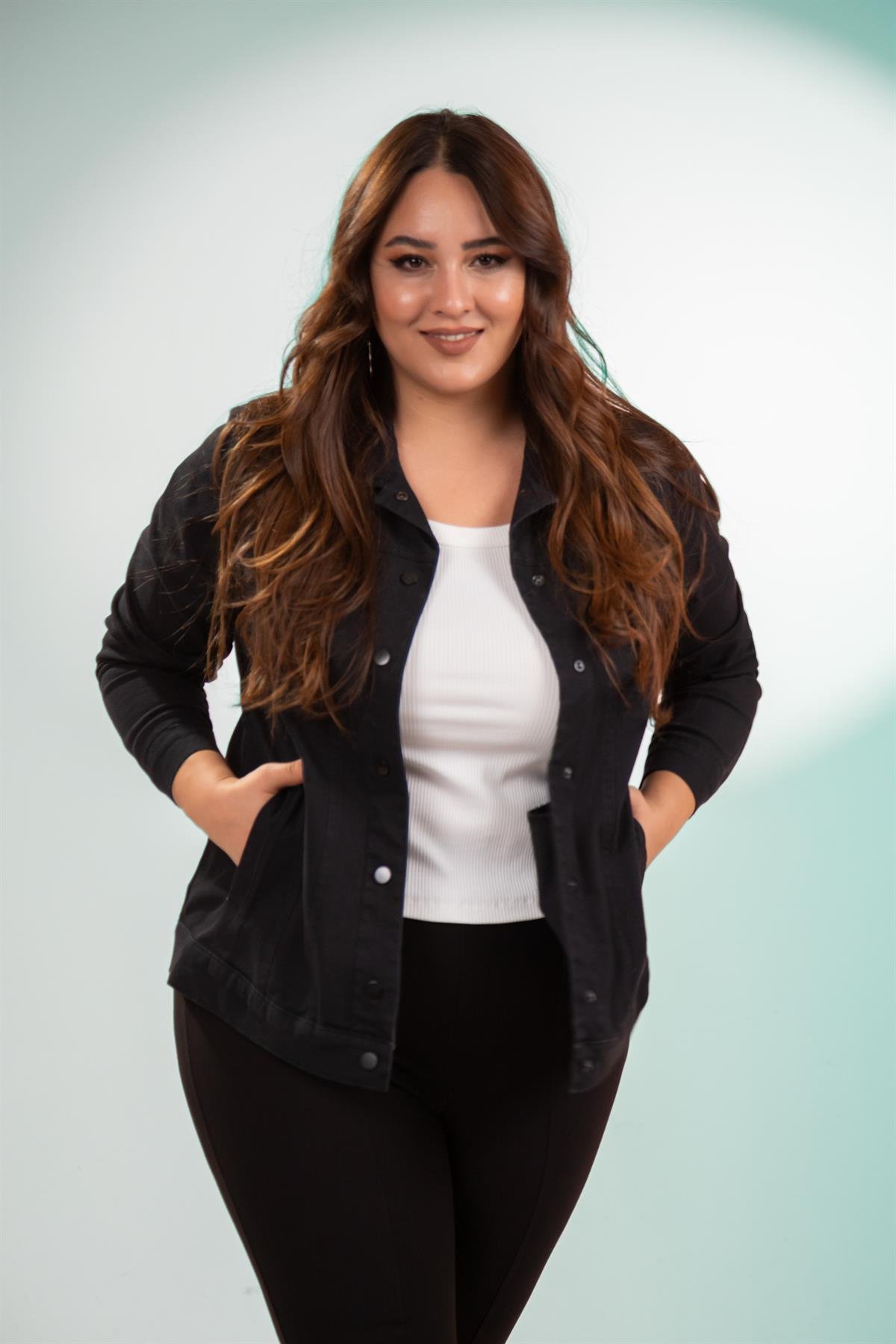 Büyük Beden 1211090 Gabardin Ceket Siyah