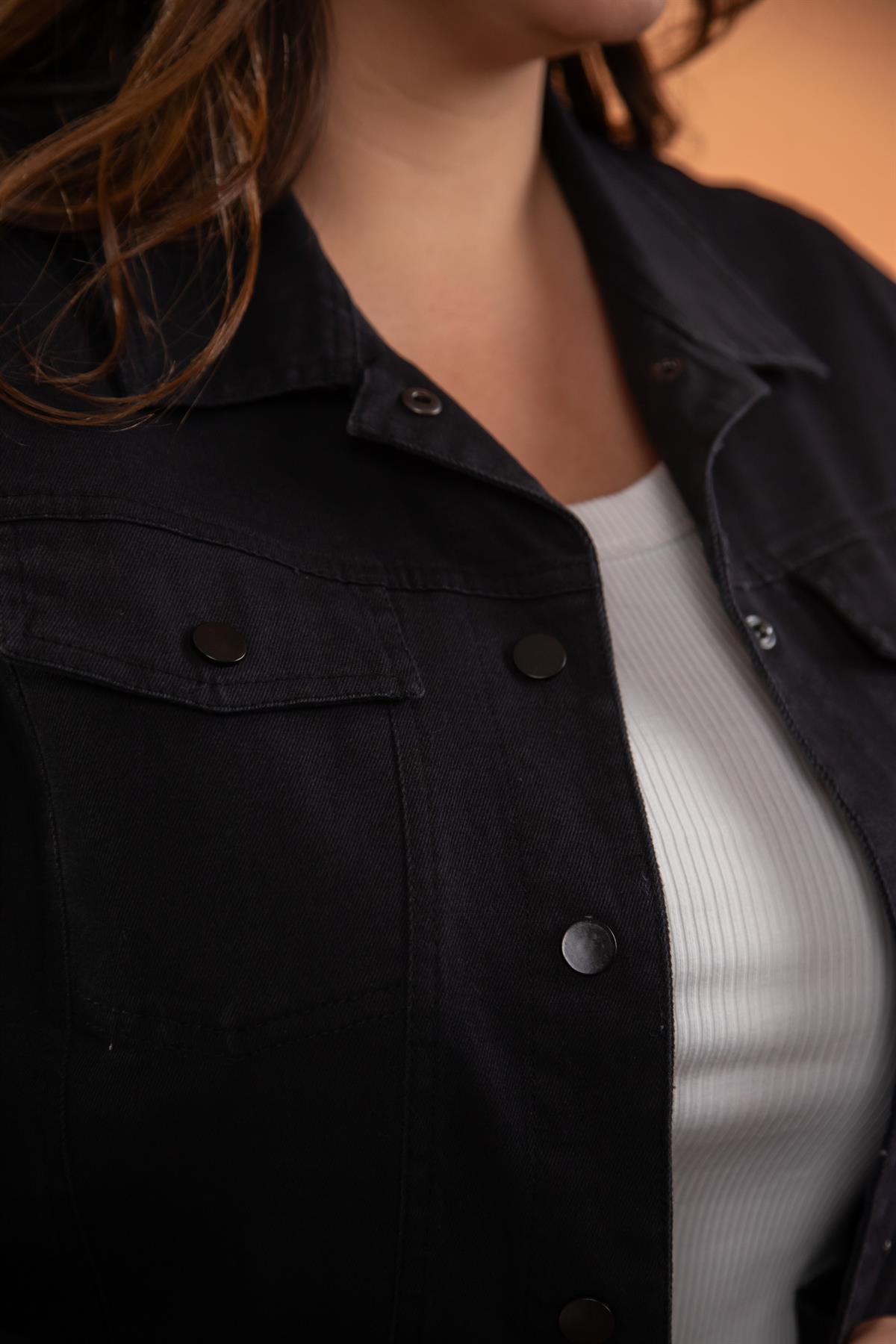 Büyük Beden 1211090 Gabardin Ceket Siyah