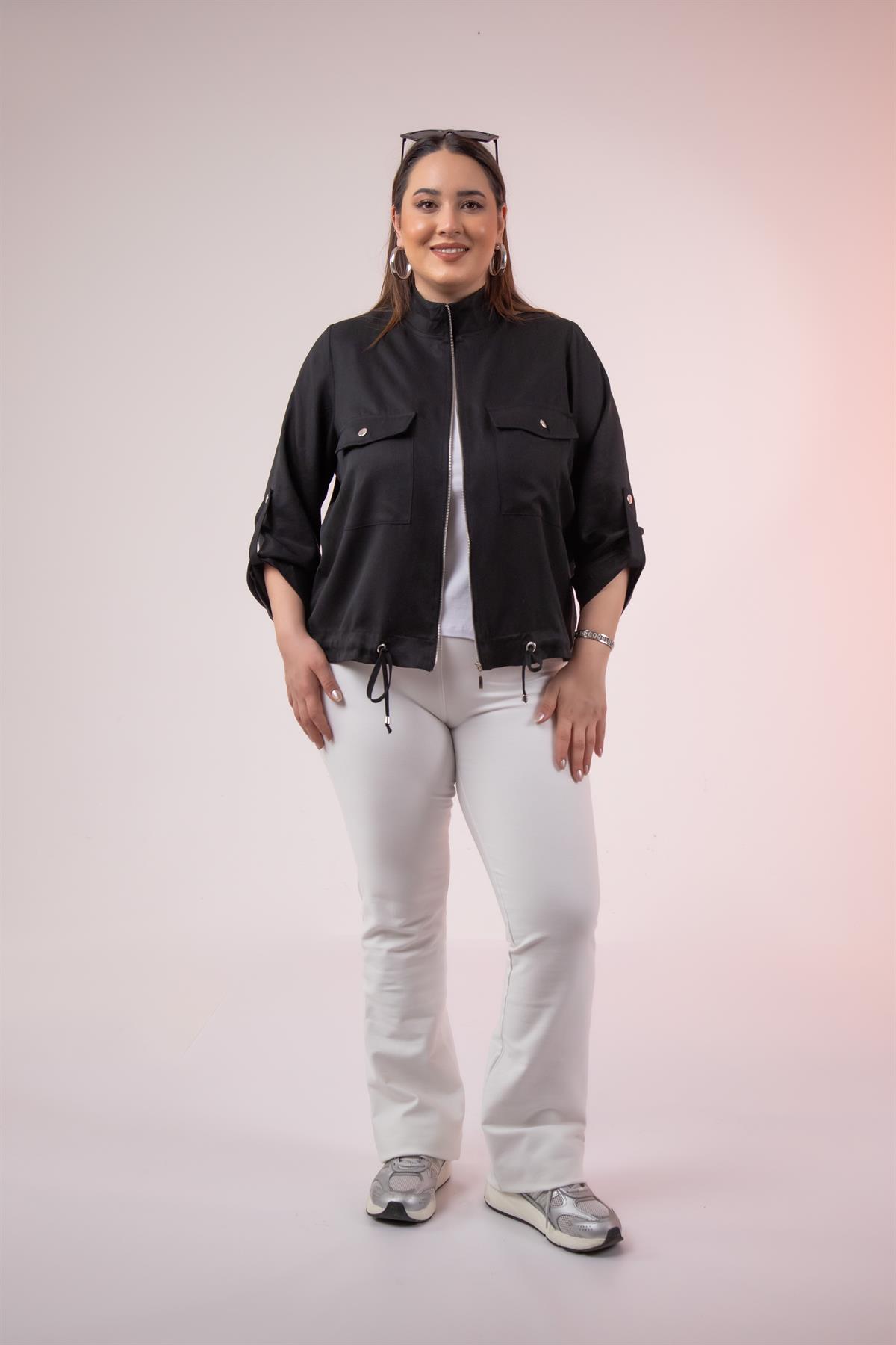 Büyük Beden 1211092 Cep Detaylı Ceket Siyah