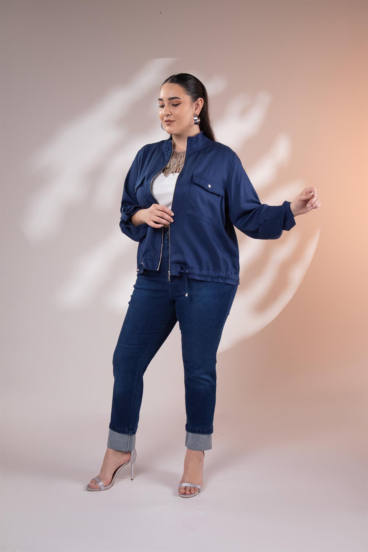 Büyük Beden 1211092 Cep Detaylı Ceket Lacivert