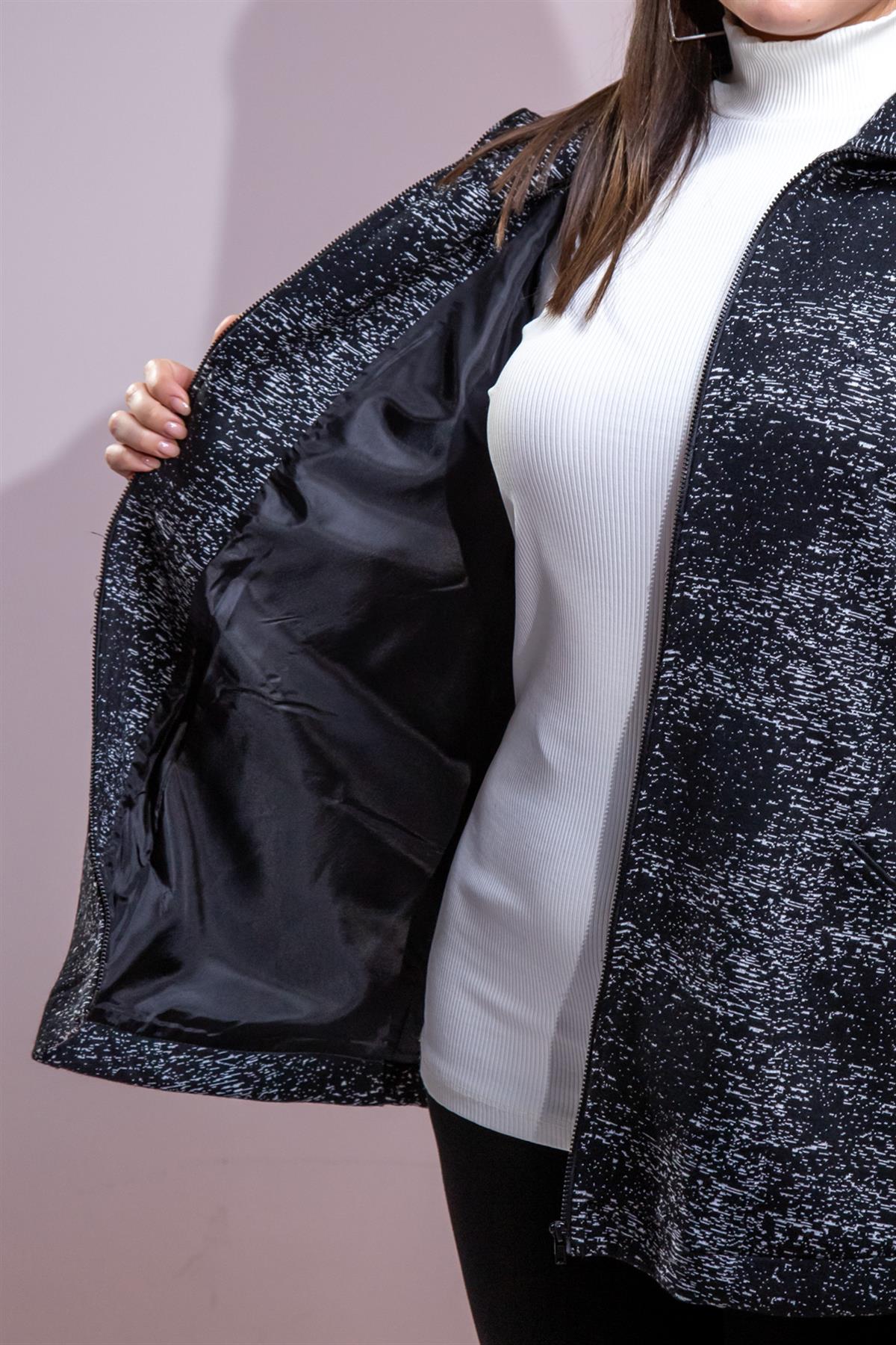 Büyük Beden 1212095 Fermuarlı Ceket  Siyah