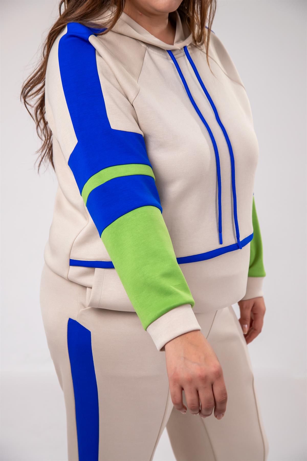 Büyük Beden 1220135 Garnili Eşofman Takım  Bej