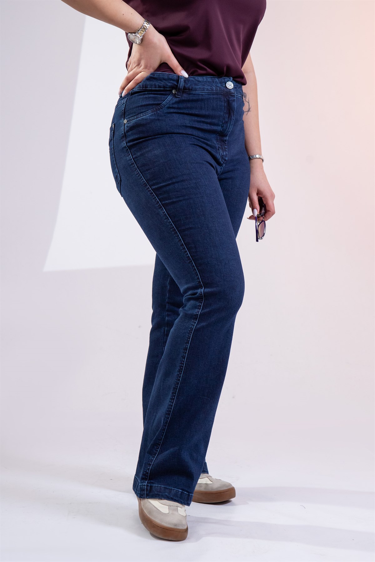Büyük Beden 122026 Spain Denim Pantolon  Lacivert