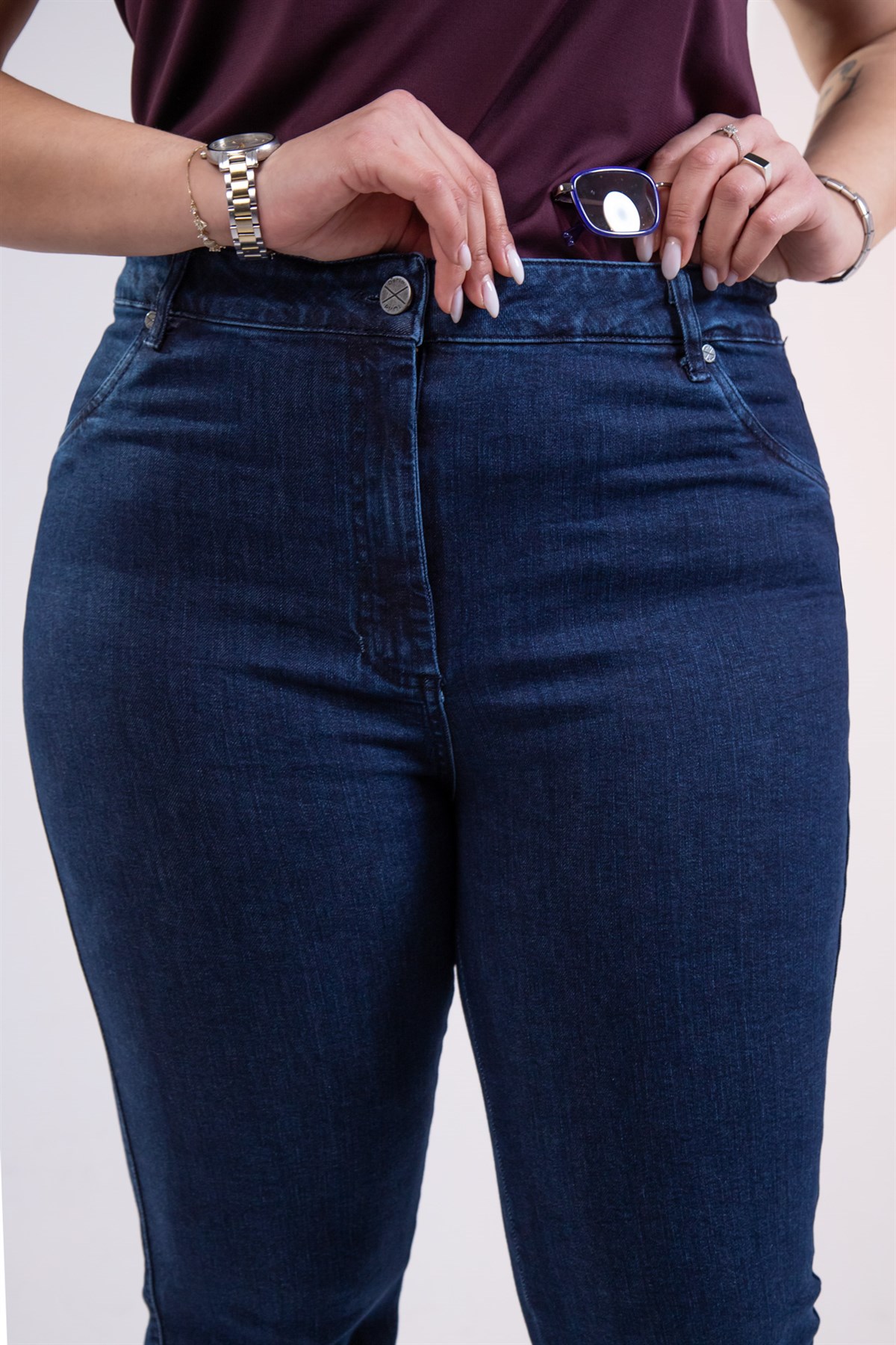 Büyük Beden 122026 Spain Denim Pantolon  Lacivert