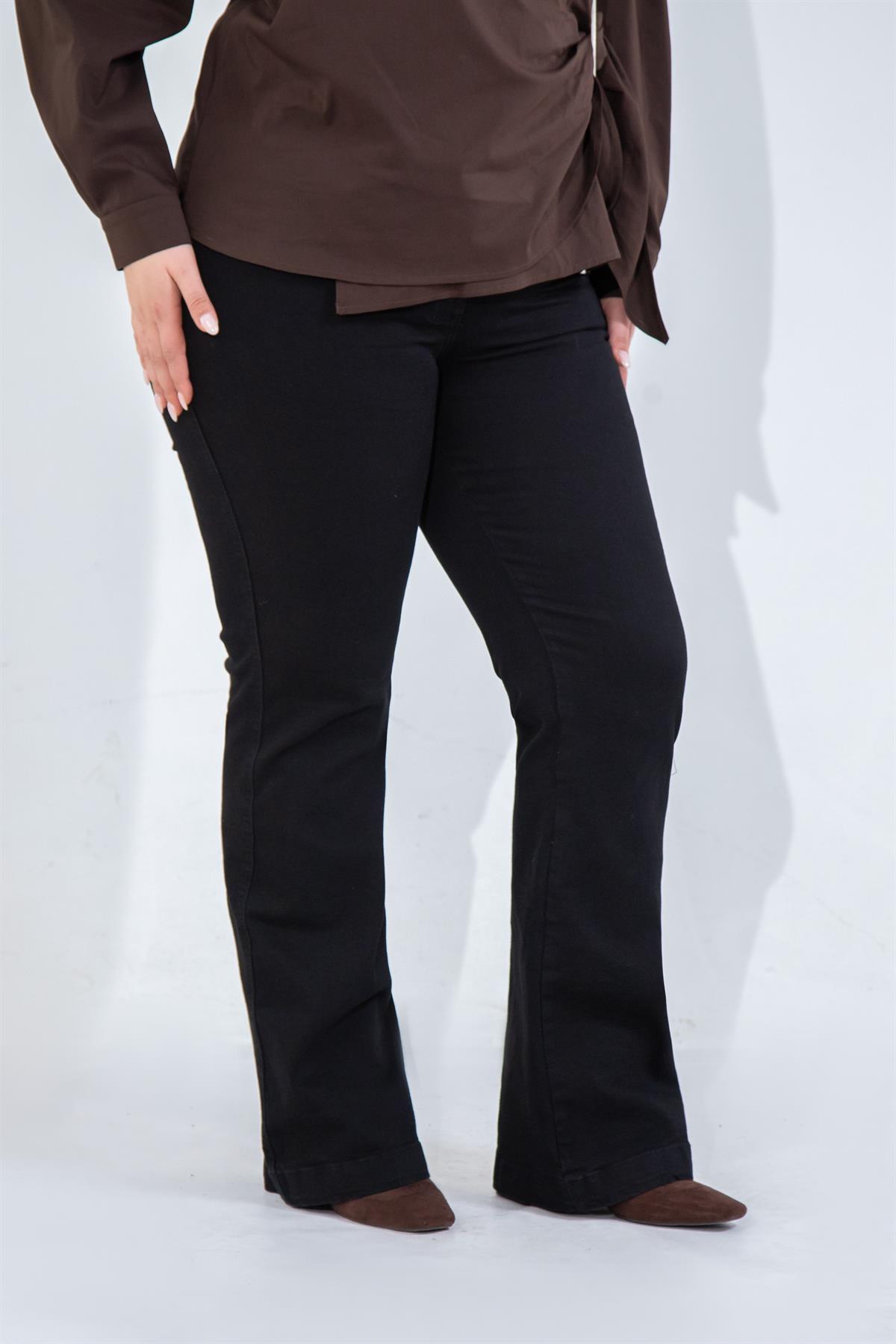 Büyük Beden 122026 Spain Denim Pantolon  Siyah