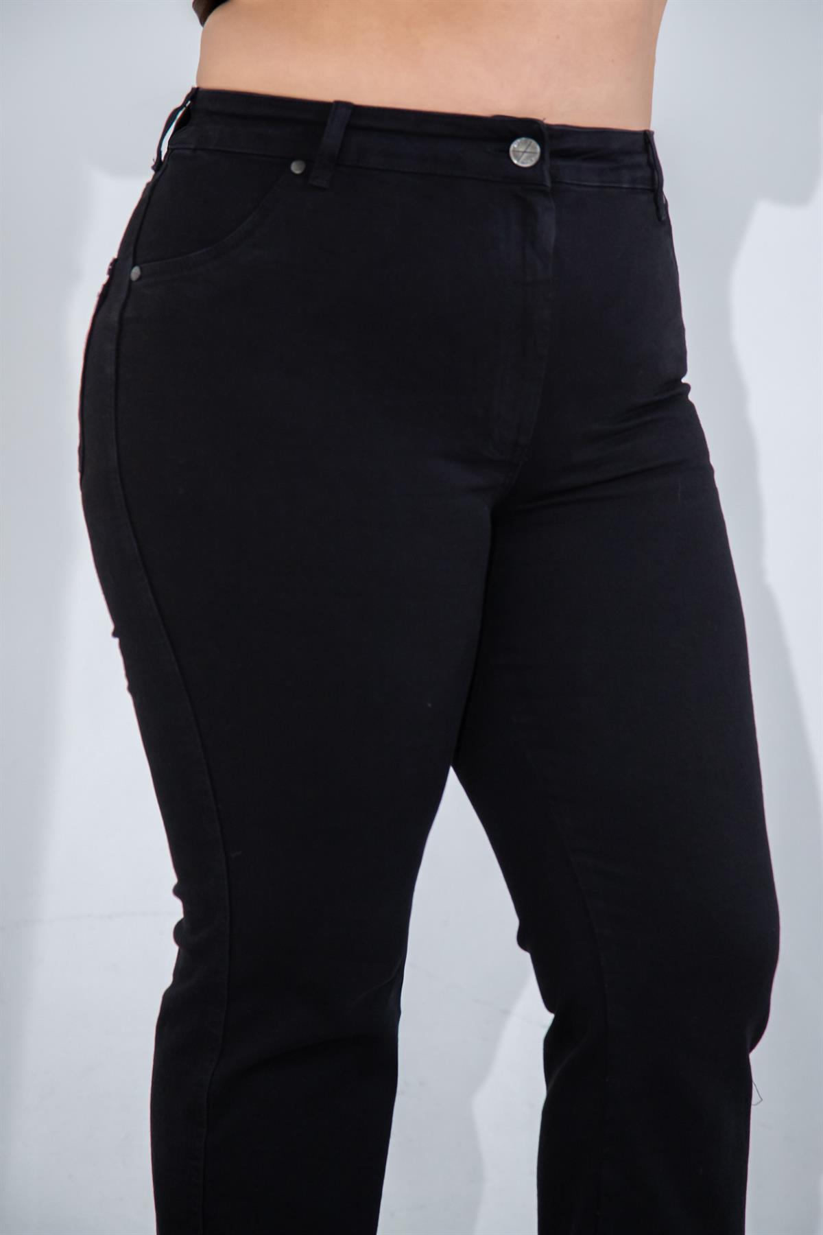Büyük Beden 122026 Spain Denim Pantolon  Siyah