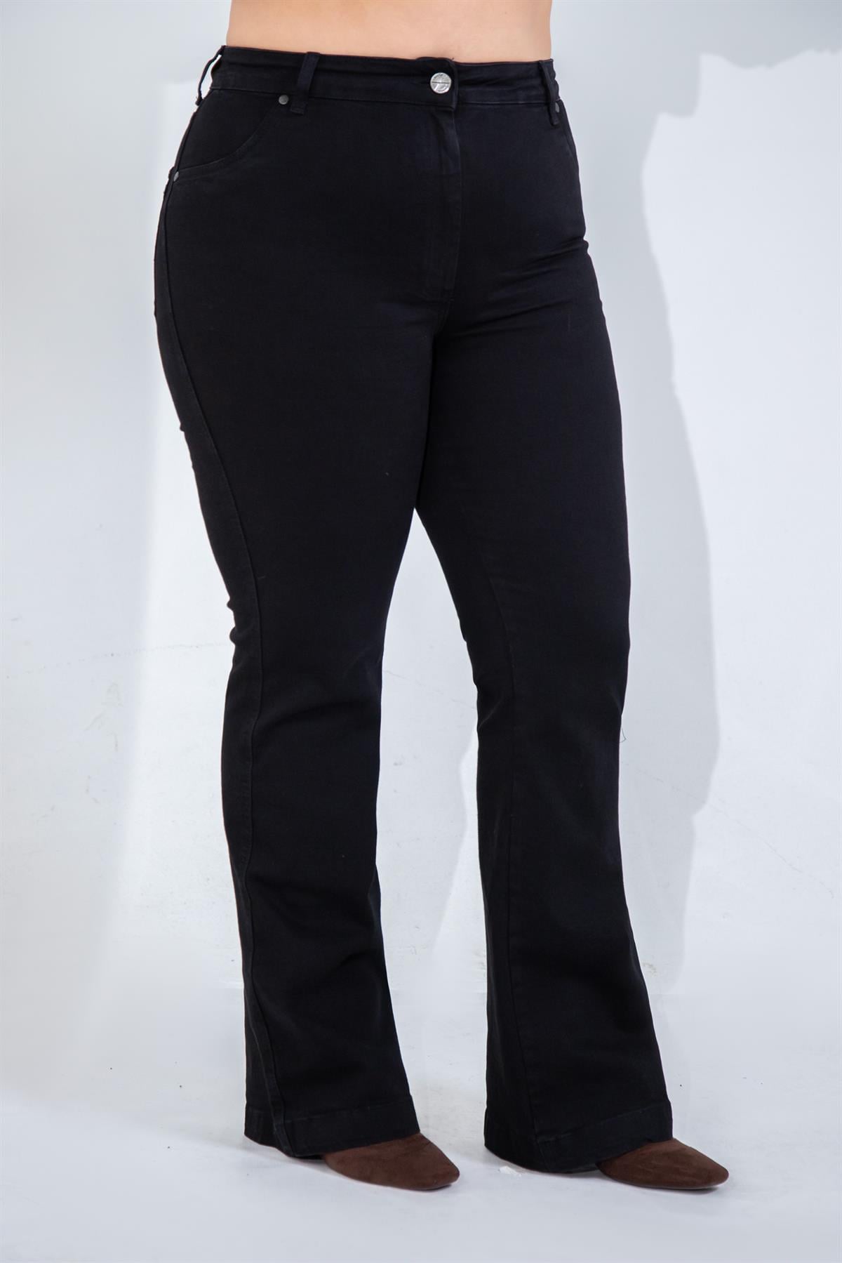 Büyük Beden 122026 Spain Denim Pantolon  Siyah