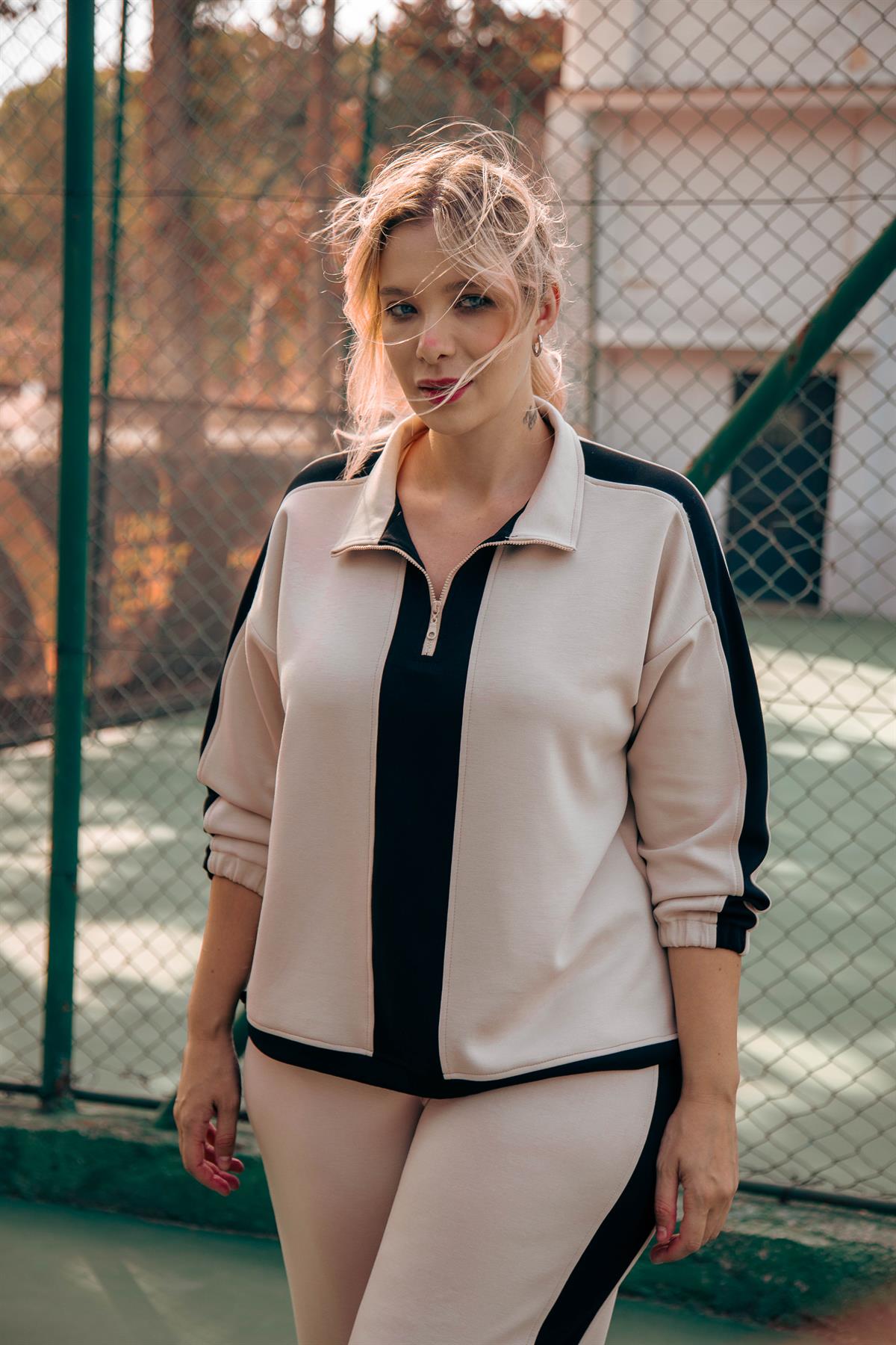 Büyük Beden 122136 Eşofman Takım Bej