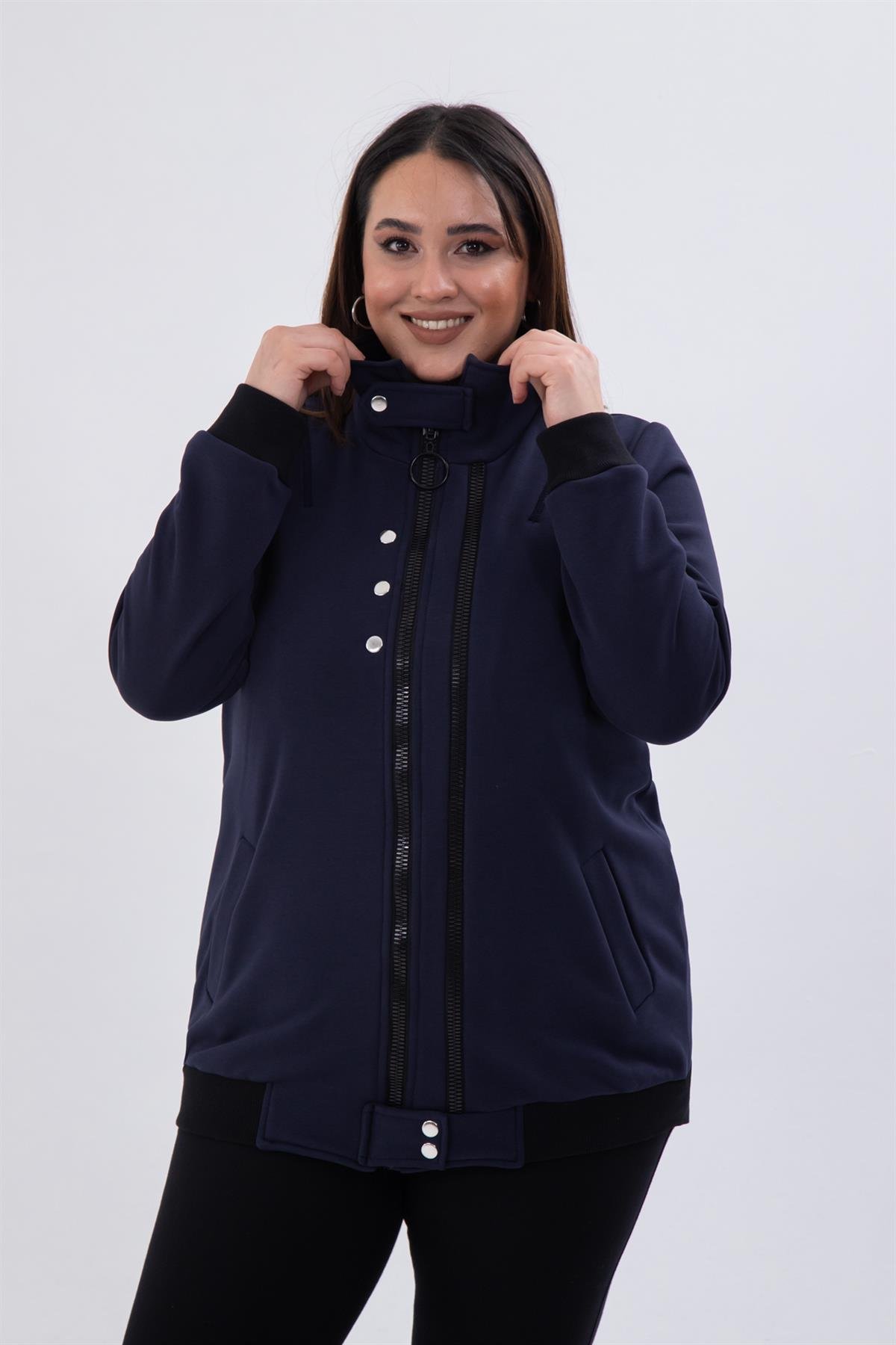 Büyük Beden 122195 Fermuar Detaylı Sweat Antrasit