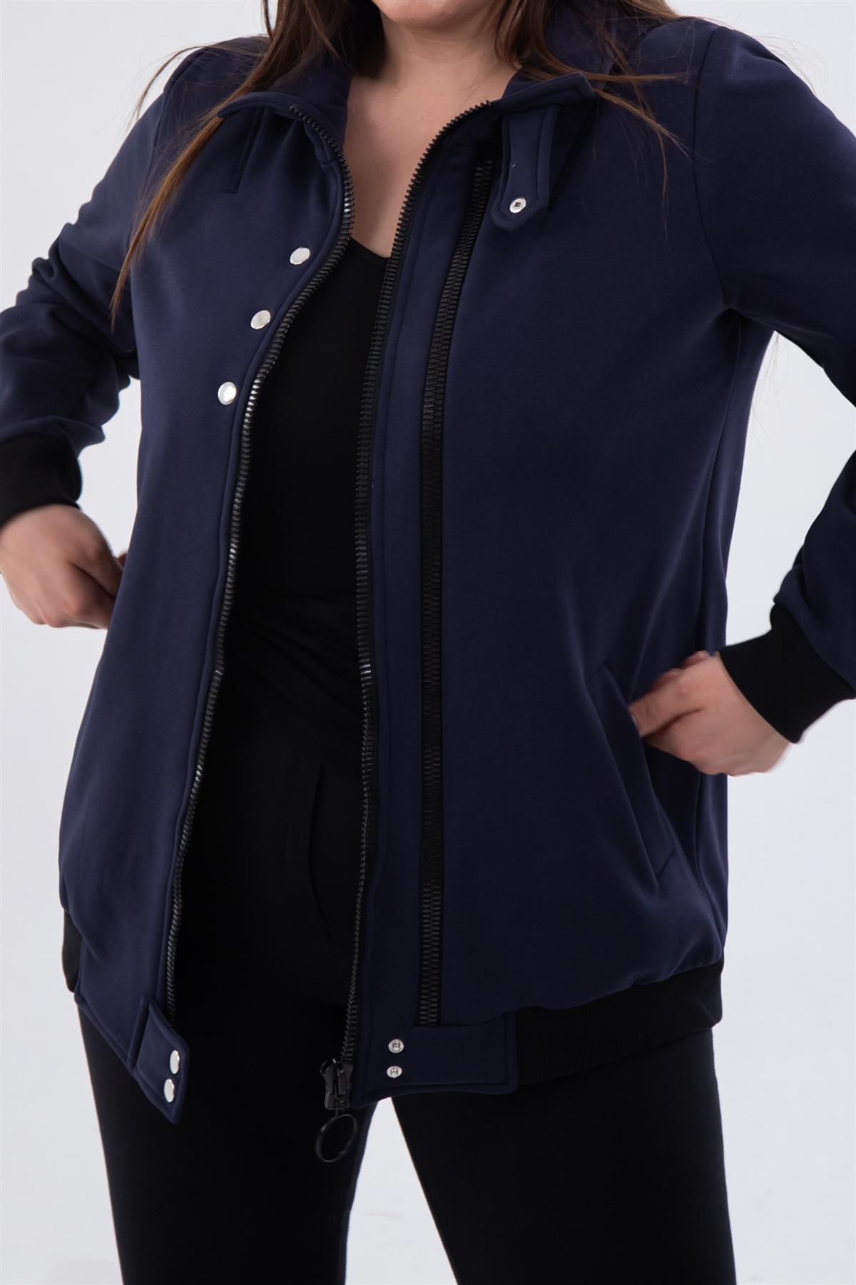 Büyük Beden 122195 Fermuar Detaylı Sweat Antrasit