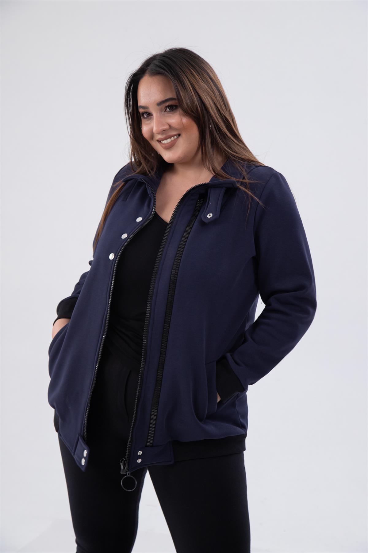 Büyük Beden 122195 Fermuar Detaylı Sweat Antrasit