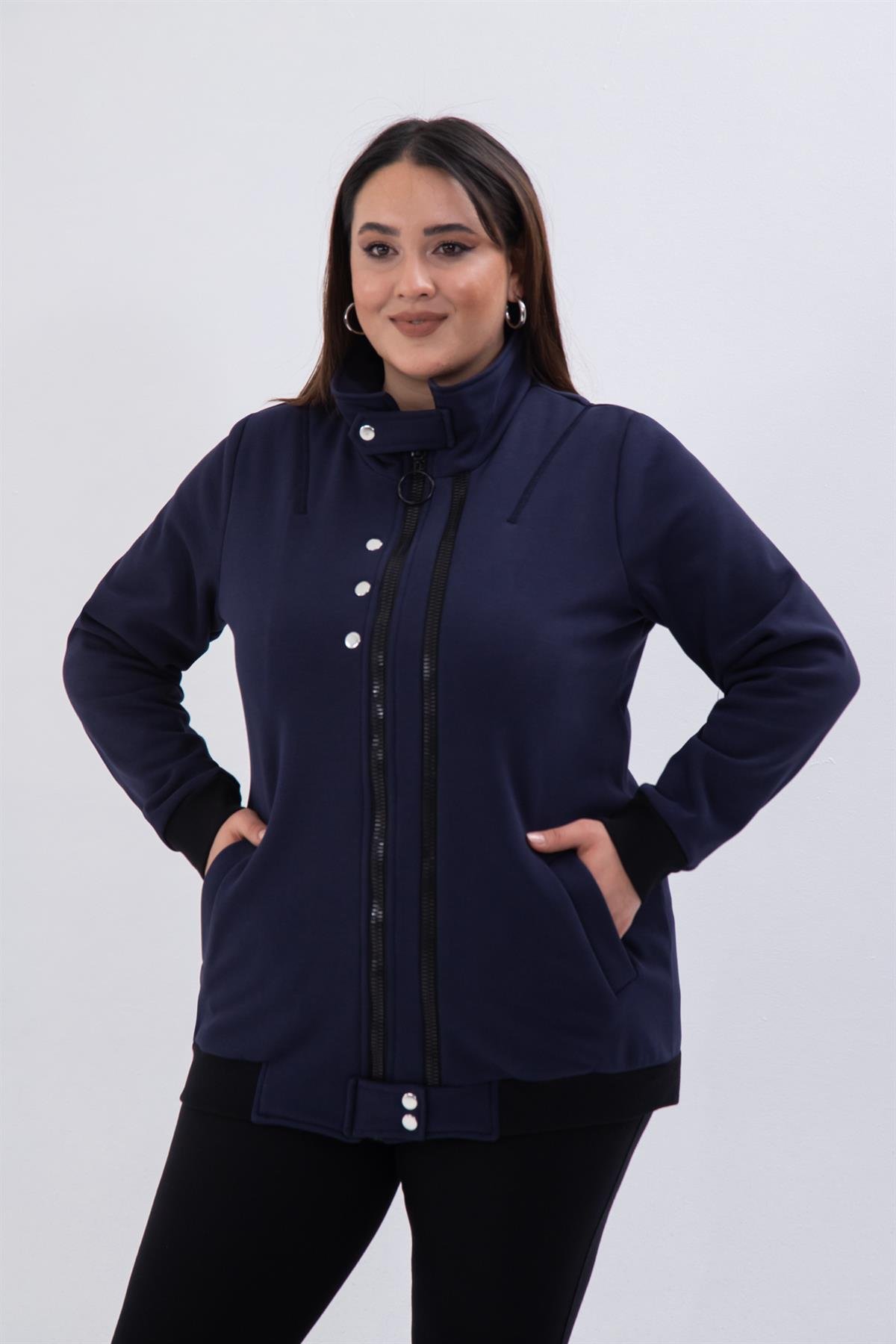 Büyük Beden 122195 Fermuar Detaylı Sweat Antrasit