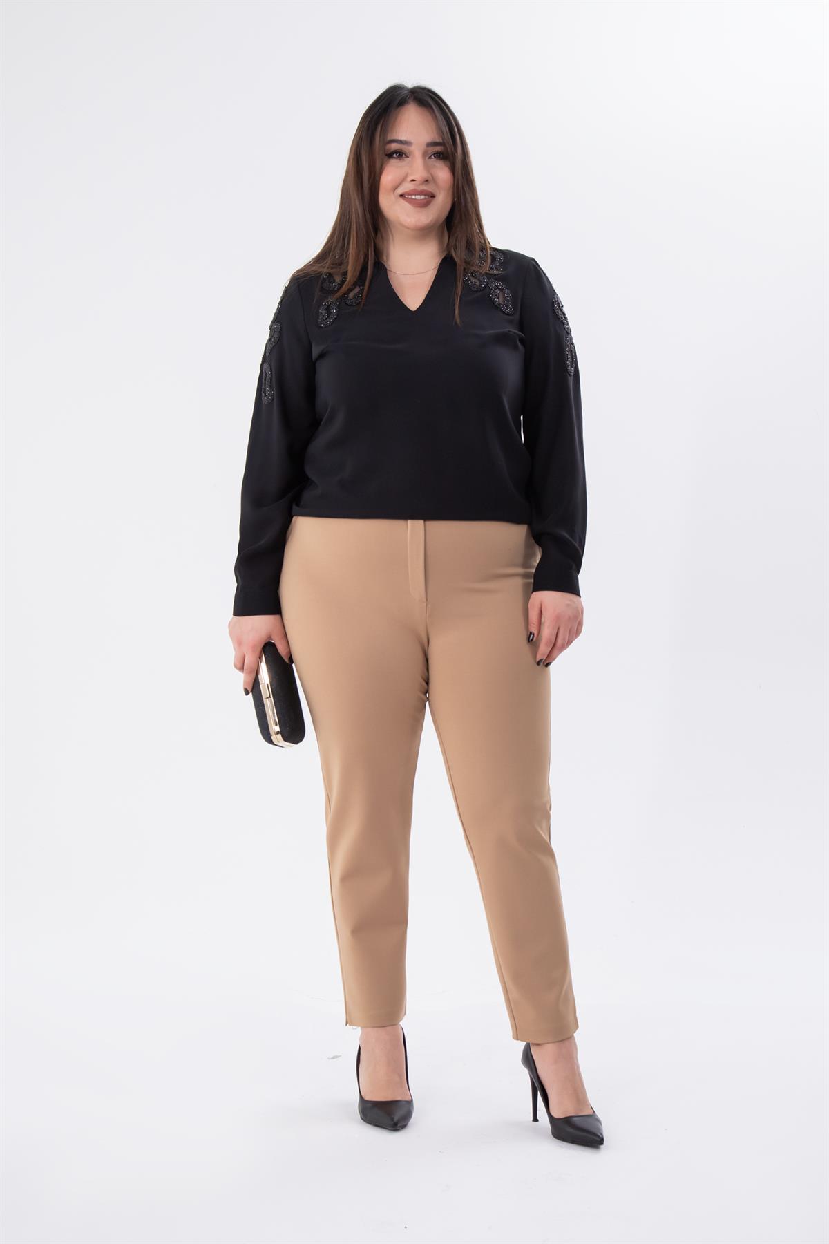 Büyük Beden 1222024 Çelikli P.R  Pantolon  Camel