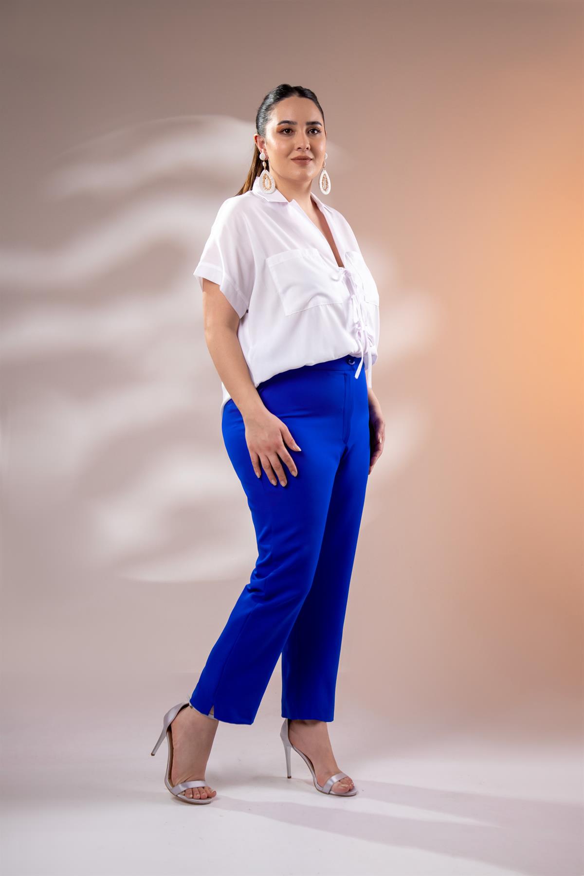 Büyük Beden 122210 Kaşha Pantolon  Saks
