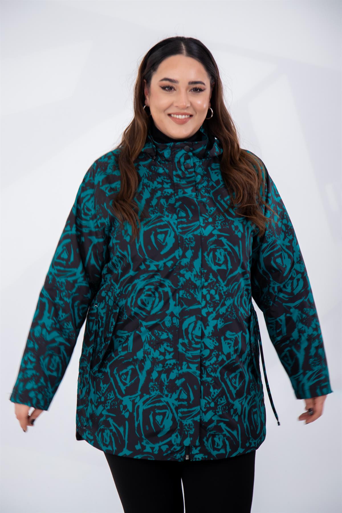 Büyük Beden 122215 İçi Kapitoneli 2Li Yağmurluk Siyah