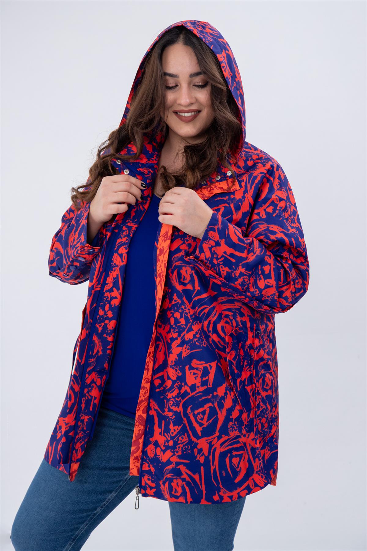 Büyük Beden 122215 İçi Kapitoneli 2Li Yağmurluk Saks