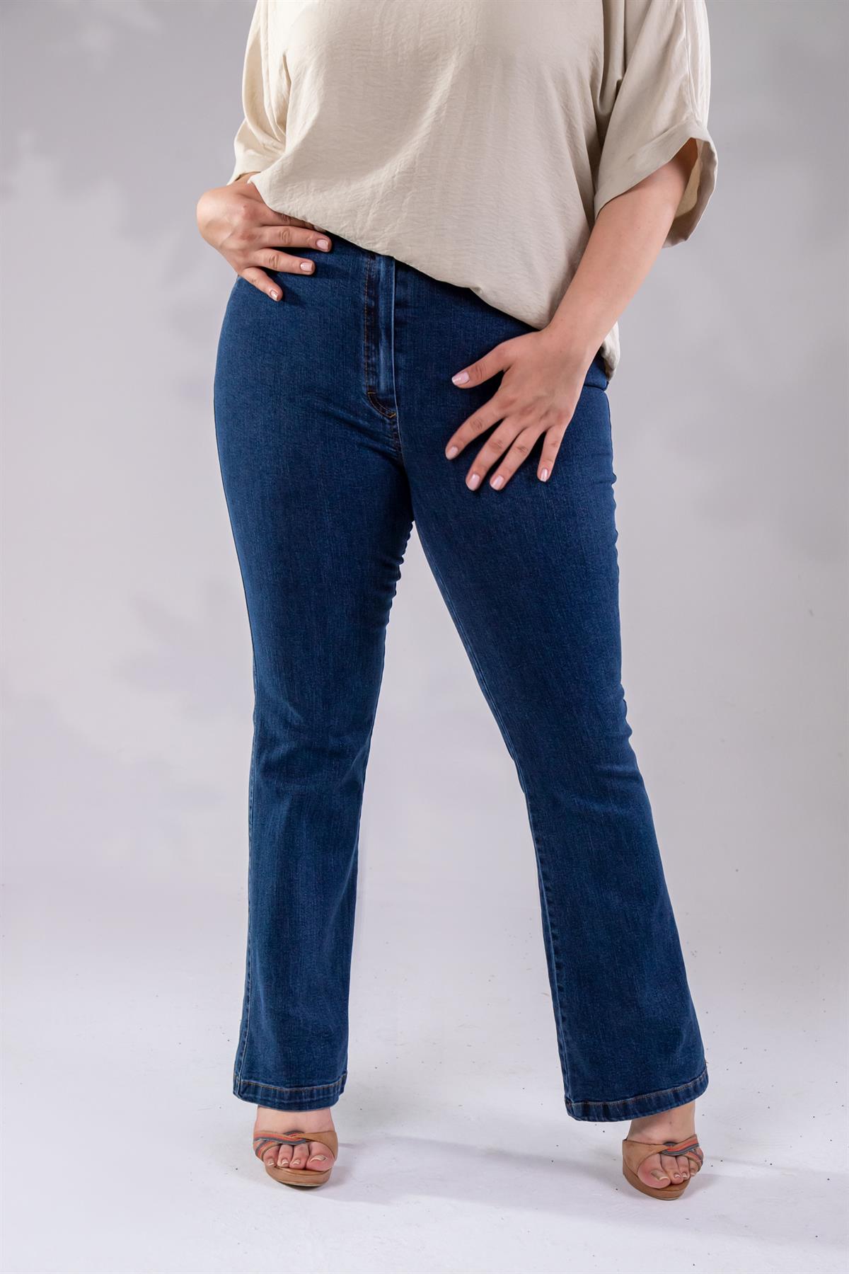 Büyük Beden 12223 Spain Denim Pantolon Lacivert