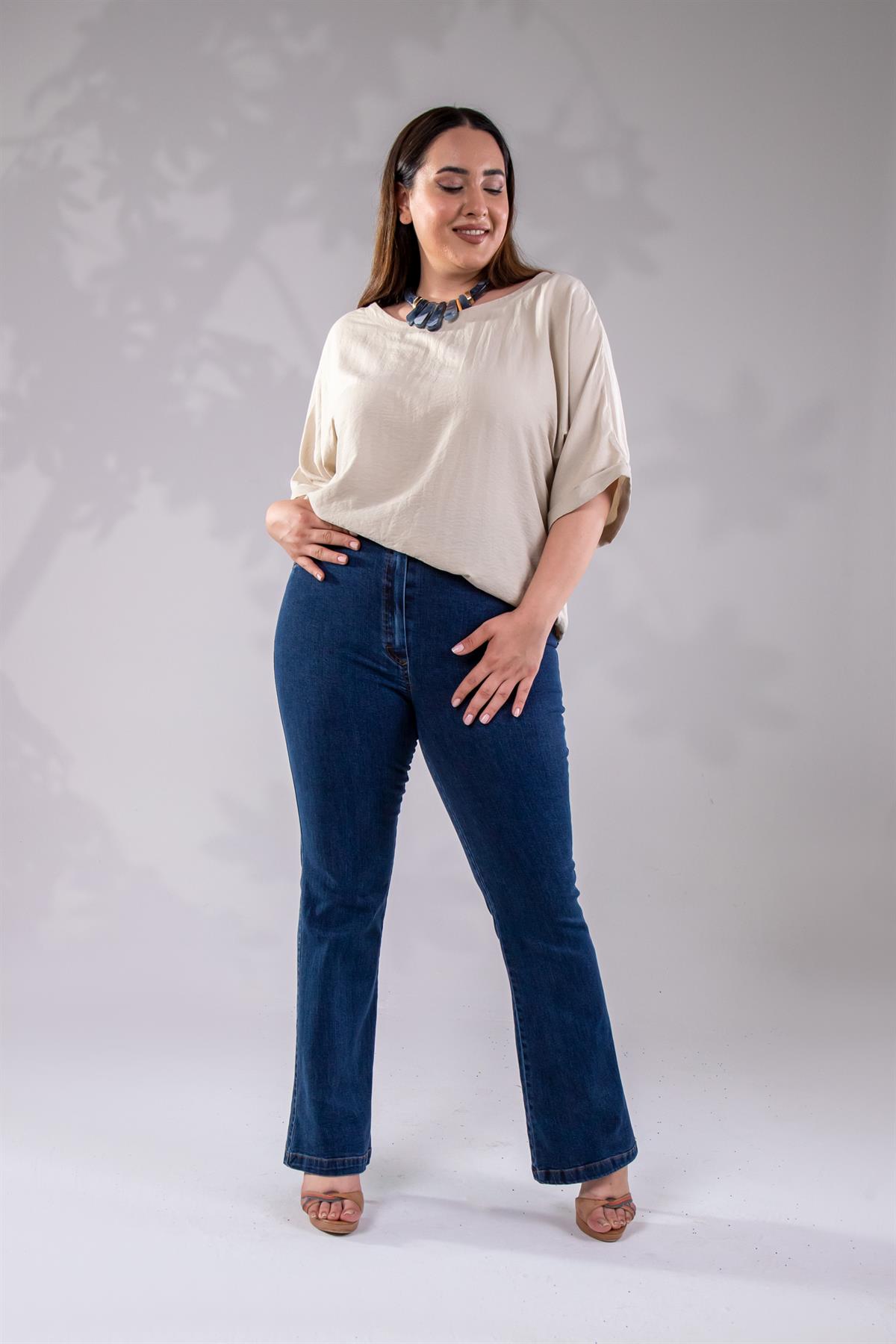 Büyük Beden 12223 Spain Denim Pantolon Lacivert