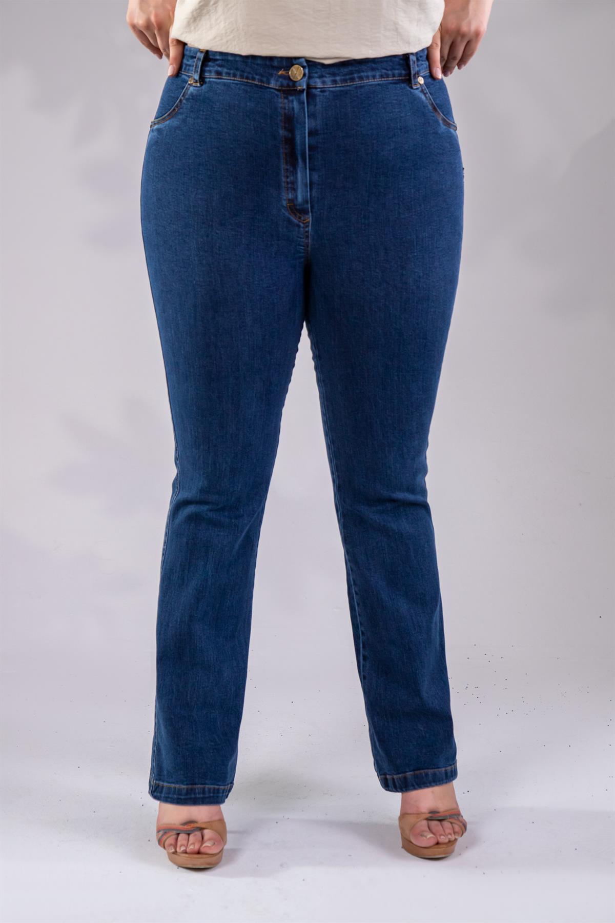 Büyük Beden 12223 Spain Denim Pantolon Lacivert