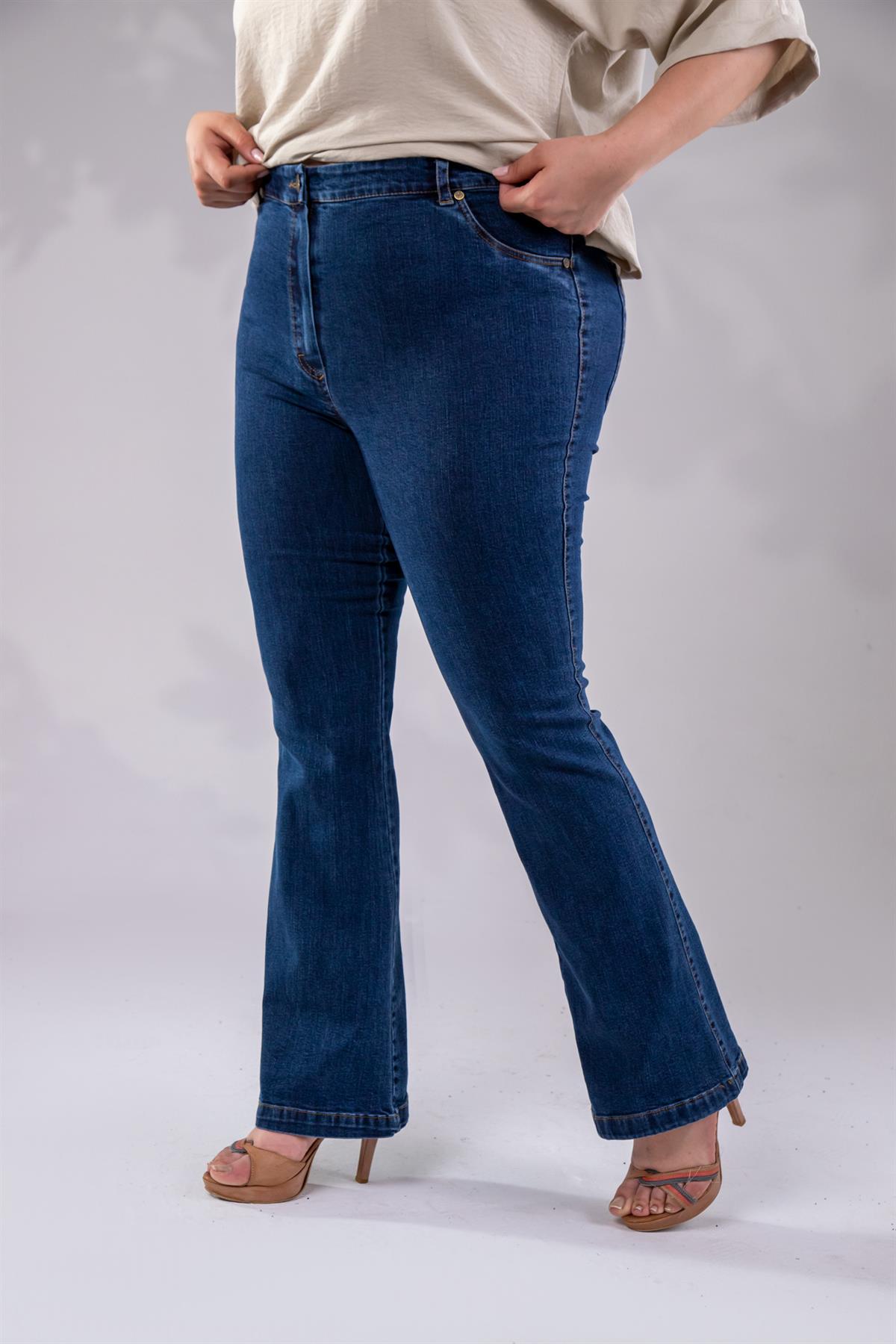Büyük Beden 12223 Spain Denim Pantolon Lacivert