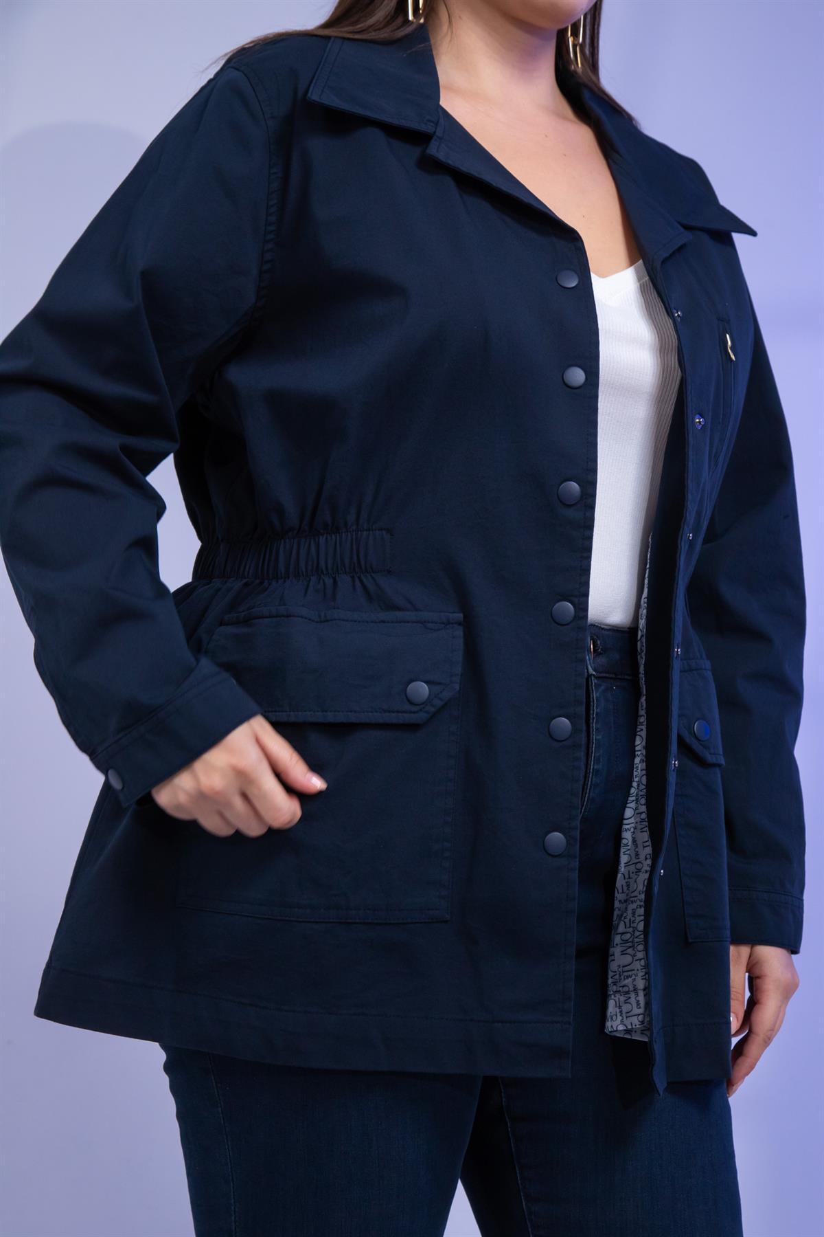 Büyük Beden 1222531 Nakışlı Ceket Lacivert