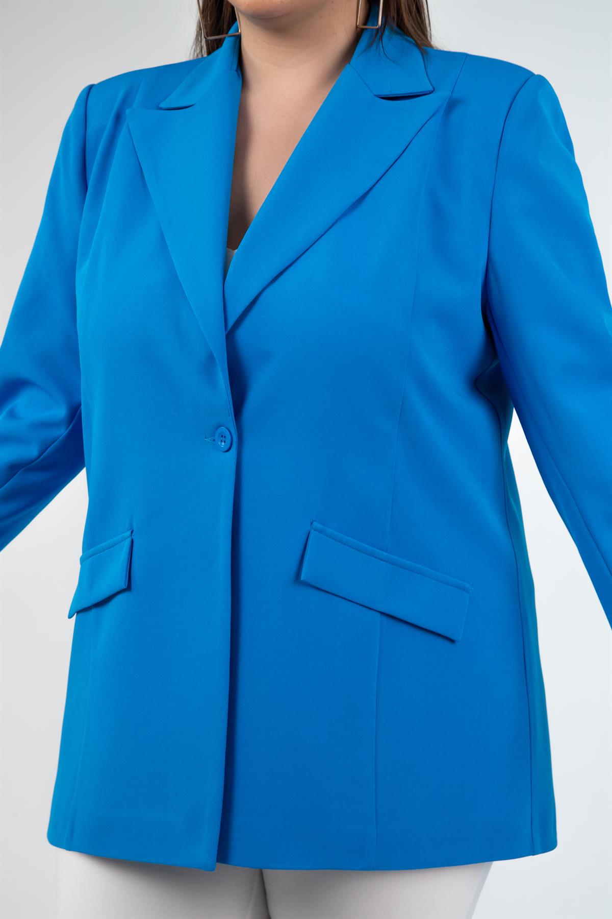 Büyük Beden 1222537 Blazer Ceket Saks
