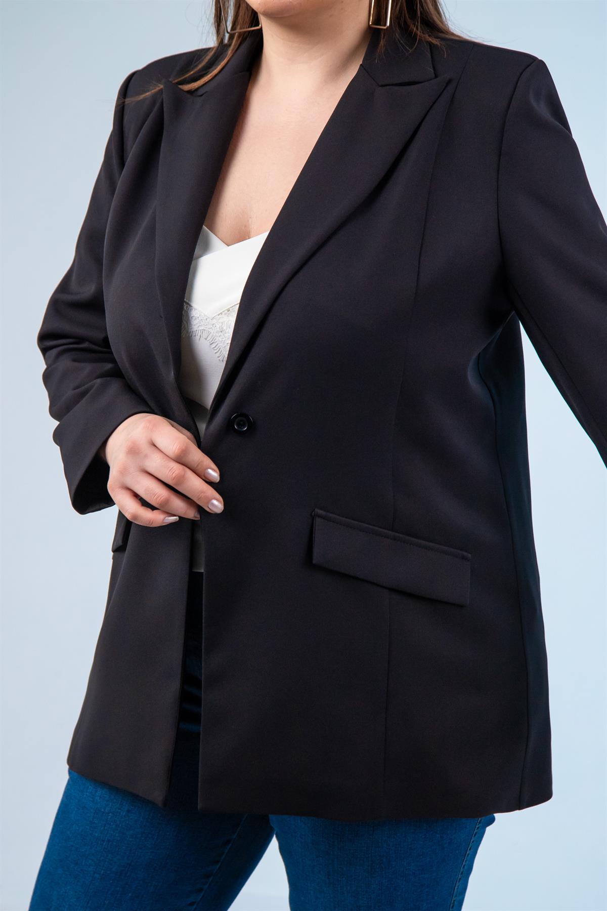 Büyük Beden 1222537 Blazer Ceket Siyah