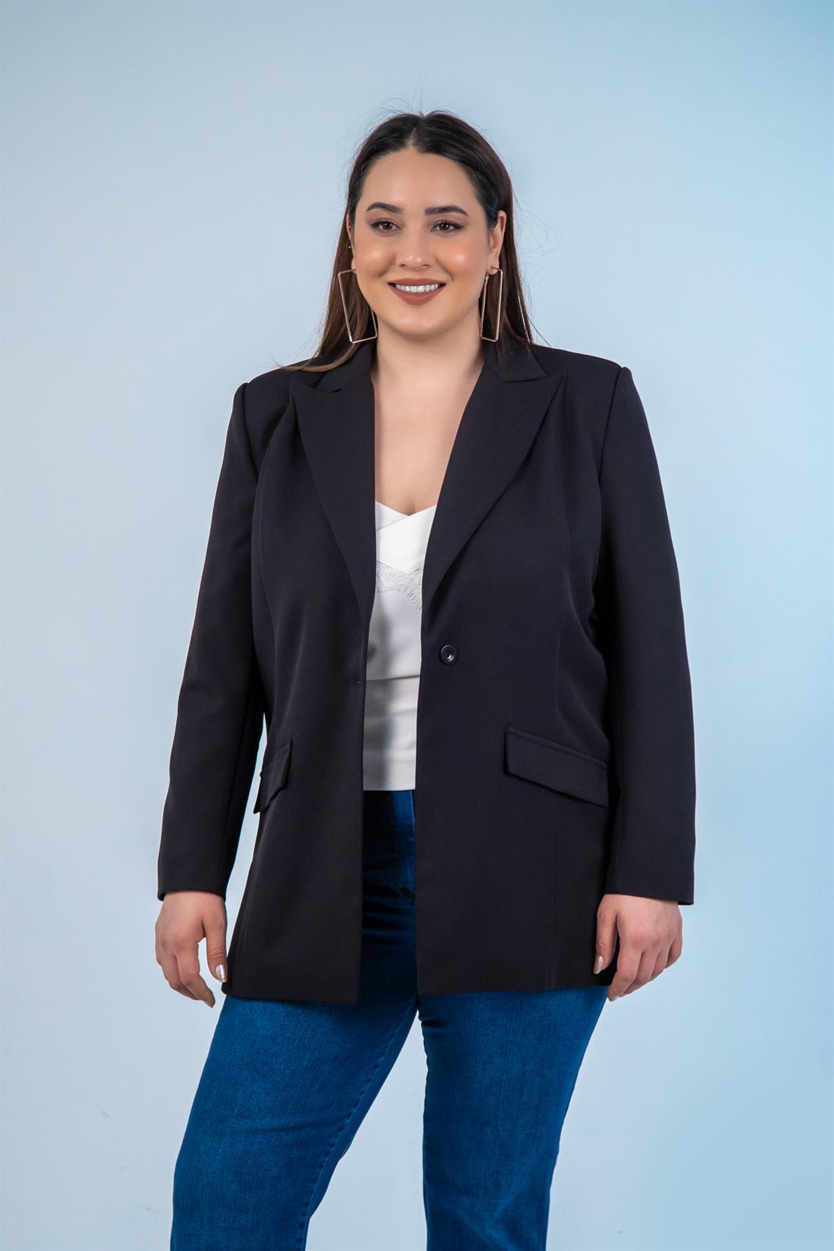 Büyük Beden 1222537 Blazer Ceket Siyah