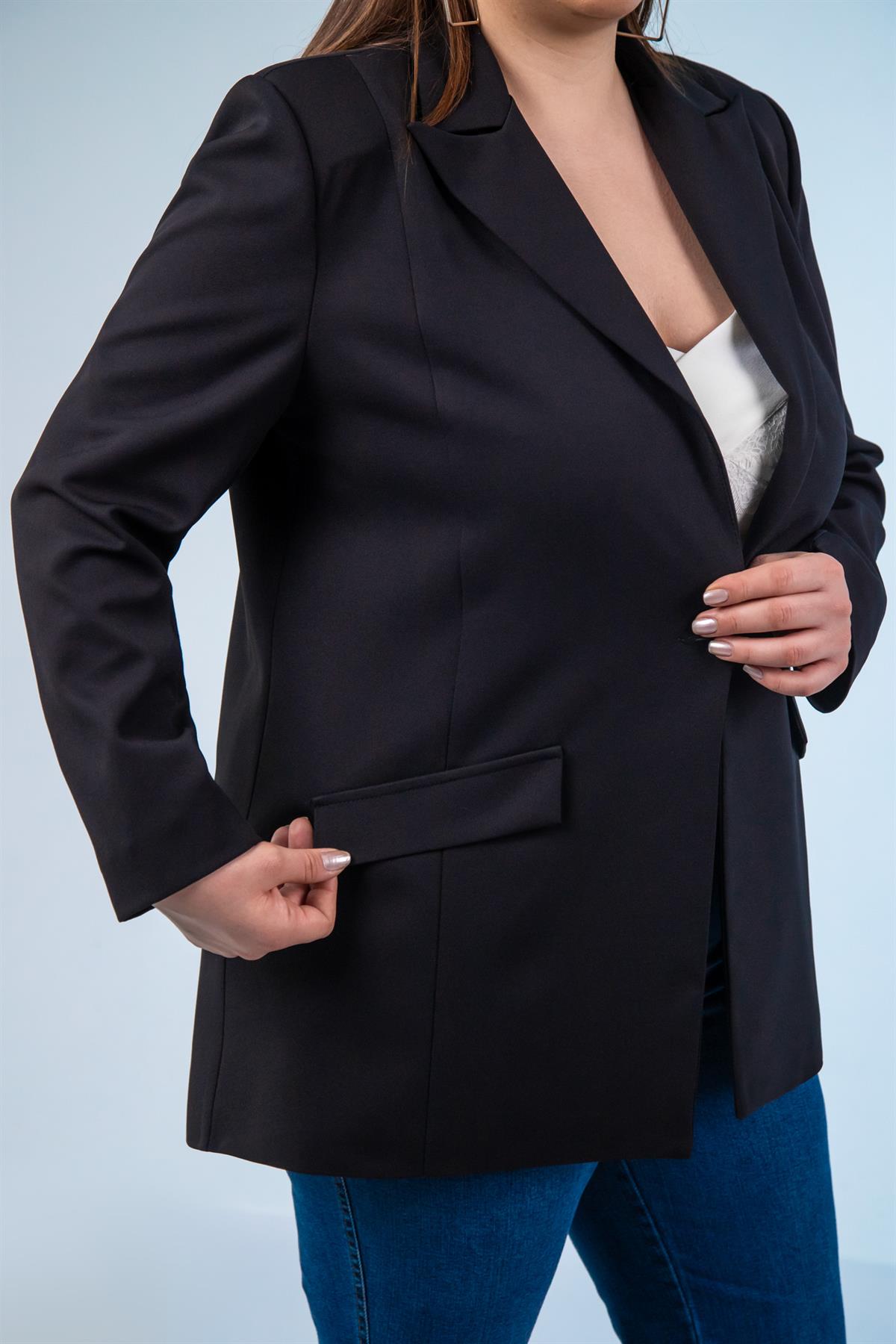 Büyük Beden 1222537 Blazer Ceket Siyah