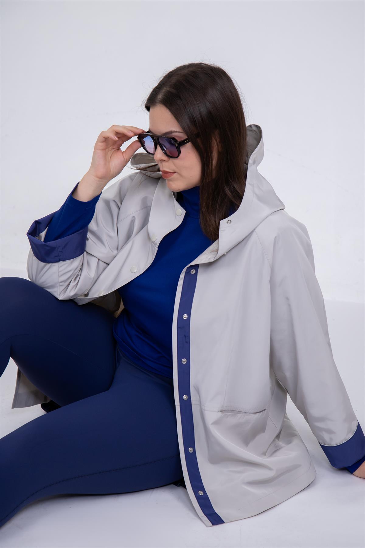 Büyük Beden 1222649 Çıt Çıtlı Yağmurluk Taş