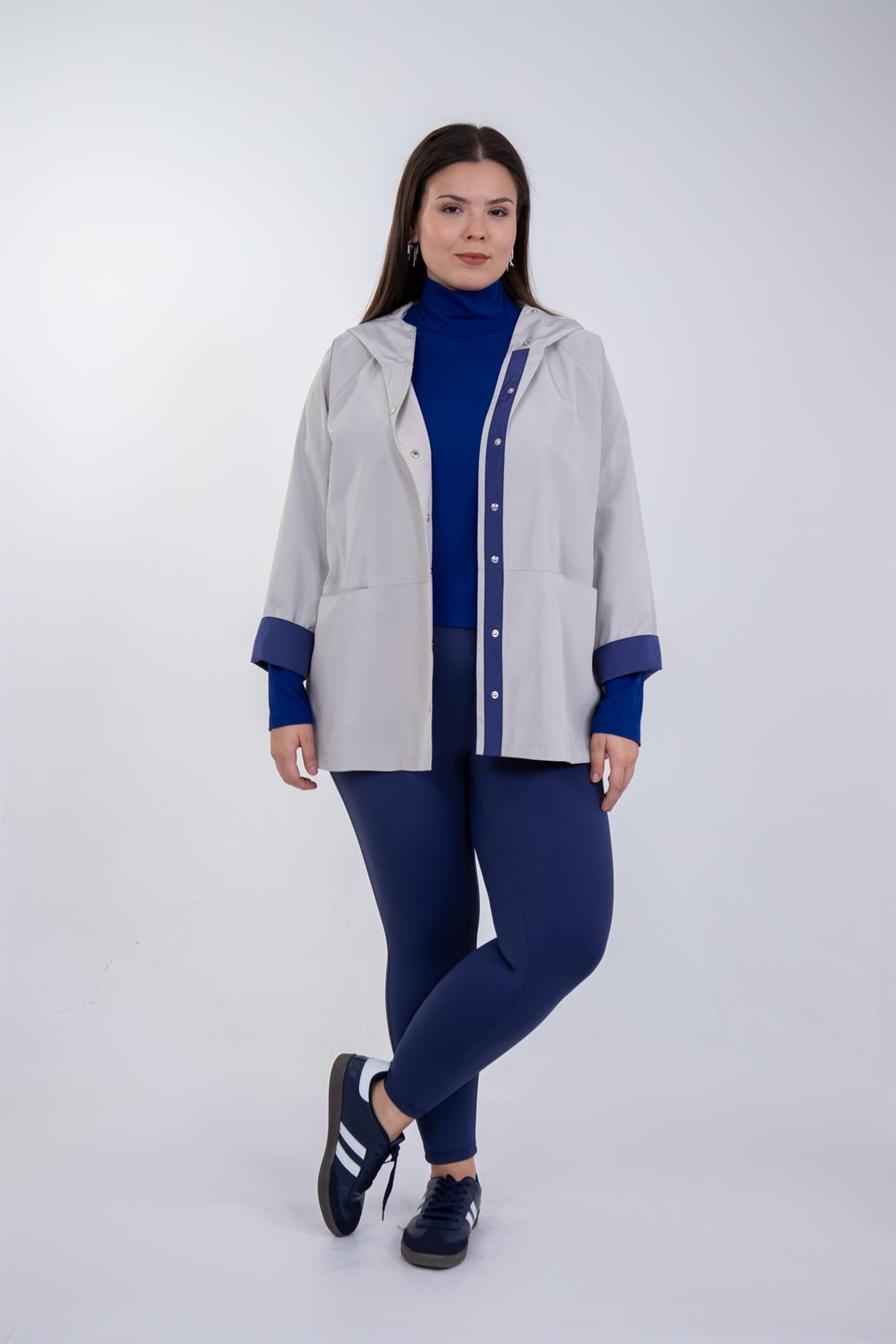 Büyük Beden 1222649 Çıt Çıtlı Yağmurluk Taş