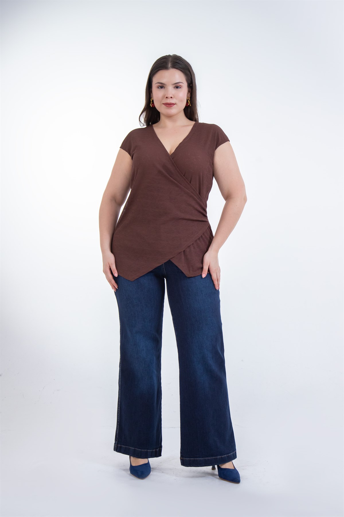 Büyük Beden 1226079 Bol Paça Denim Pantolon  Lacivert