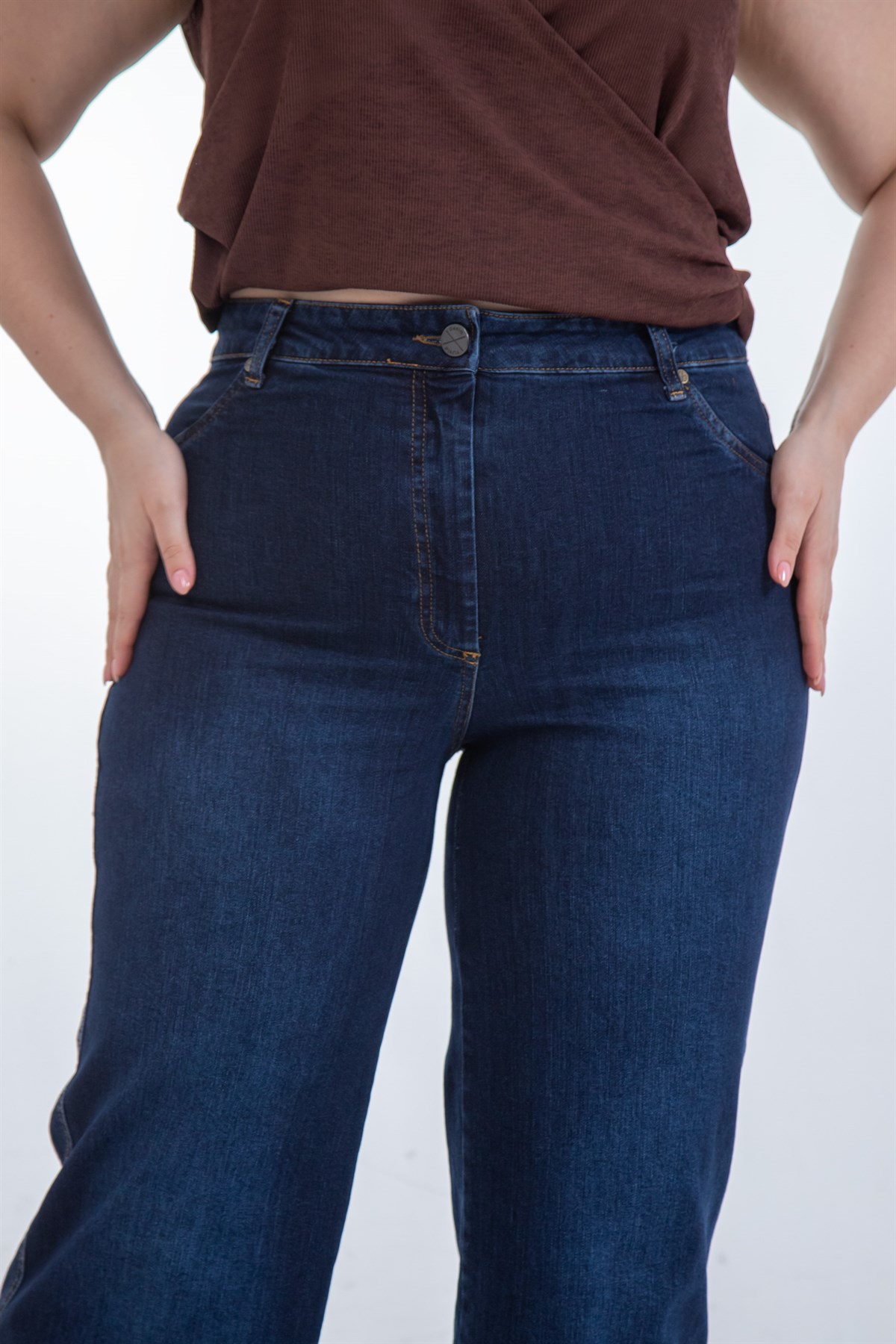 Büyük Beden 1226079 Bol Paça Denim Pantolon  Lacivert