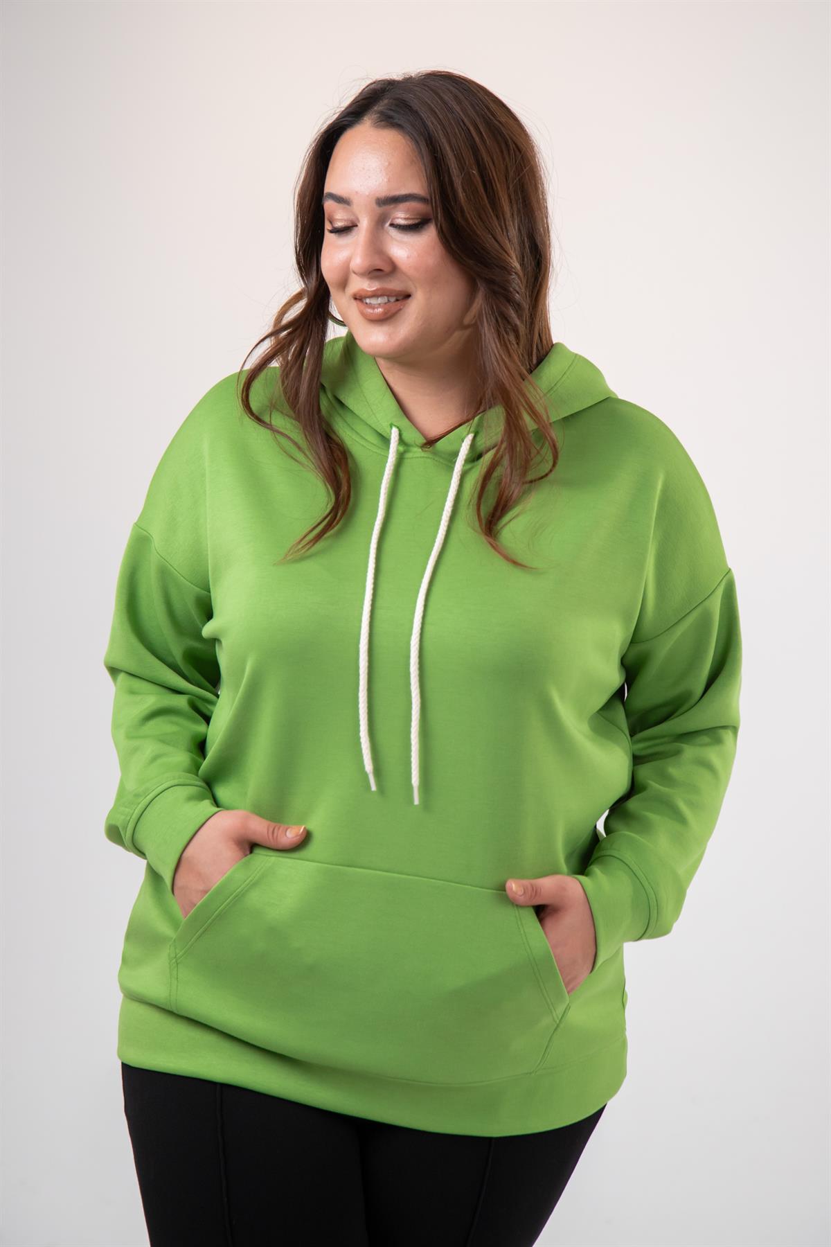 Büyük Beden 122655 Bağcıklı Sweat Yeşıl