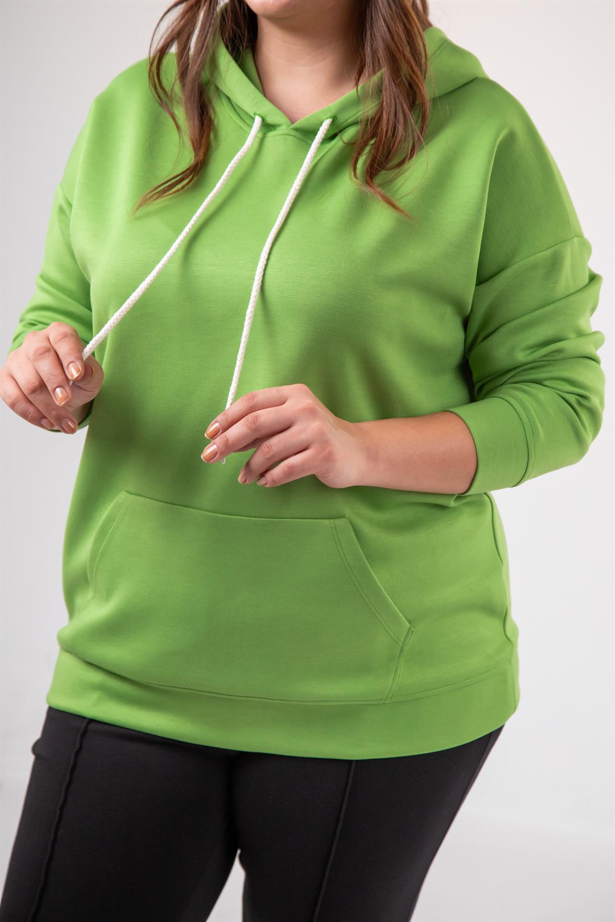 Büyük Beden 122655 Bağcıklı Sweat Yeşıl
