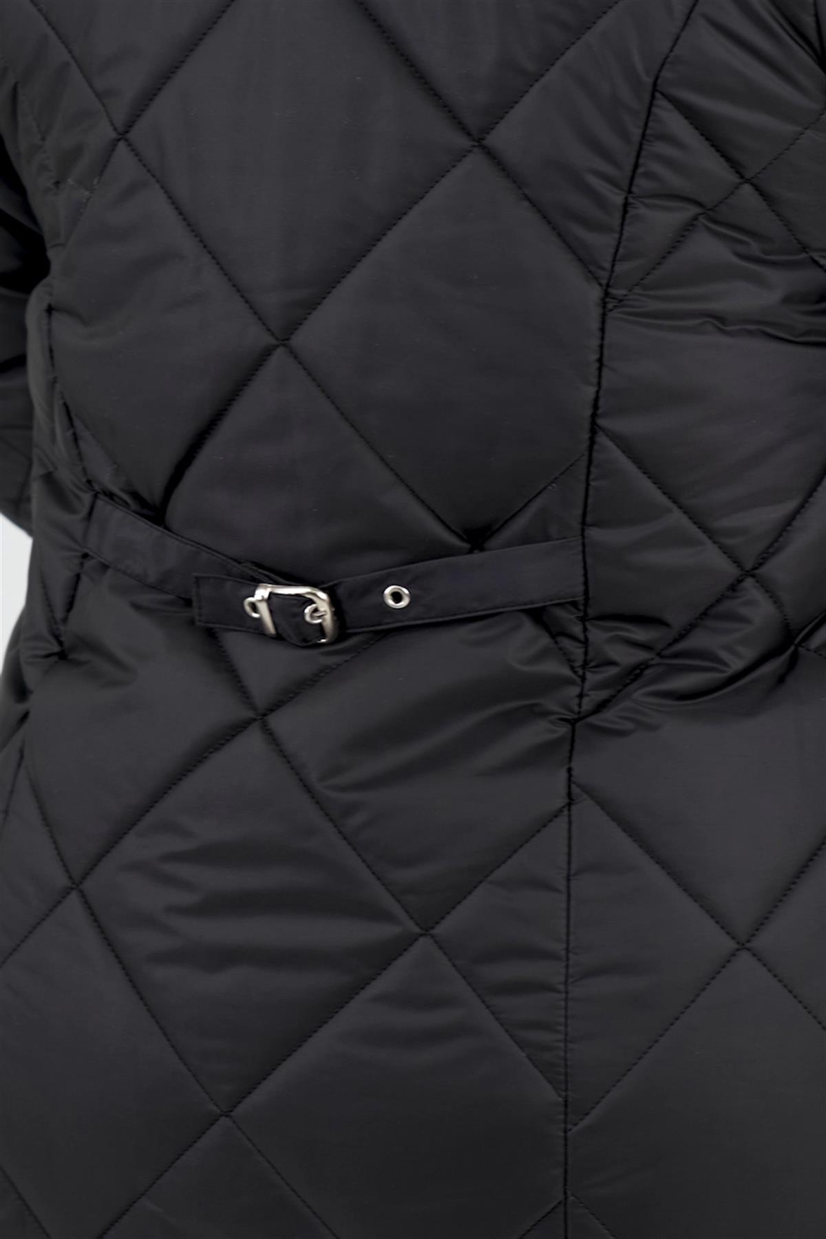 Büyük Beden 132058 Kapitone Kısa Mont  Siyah