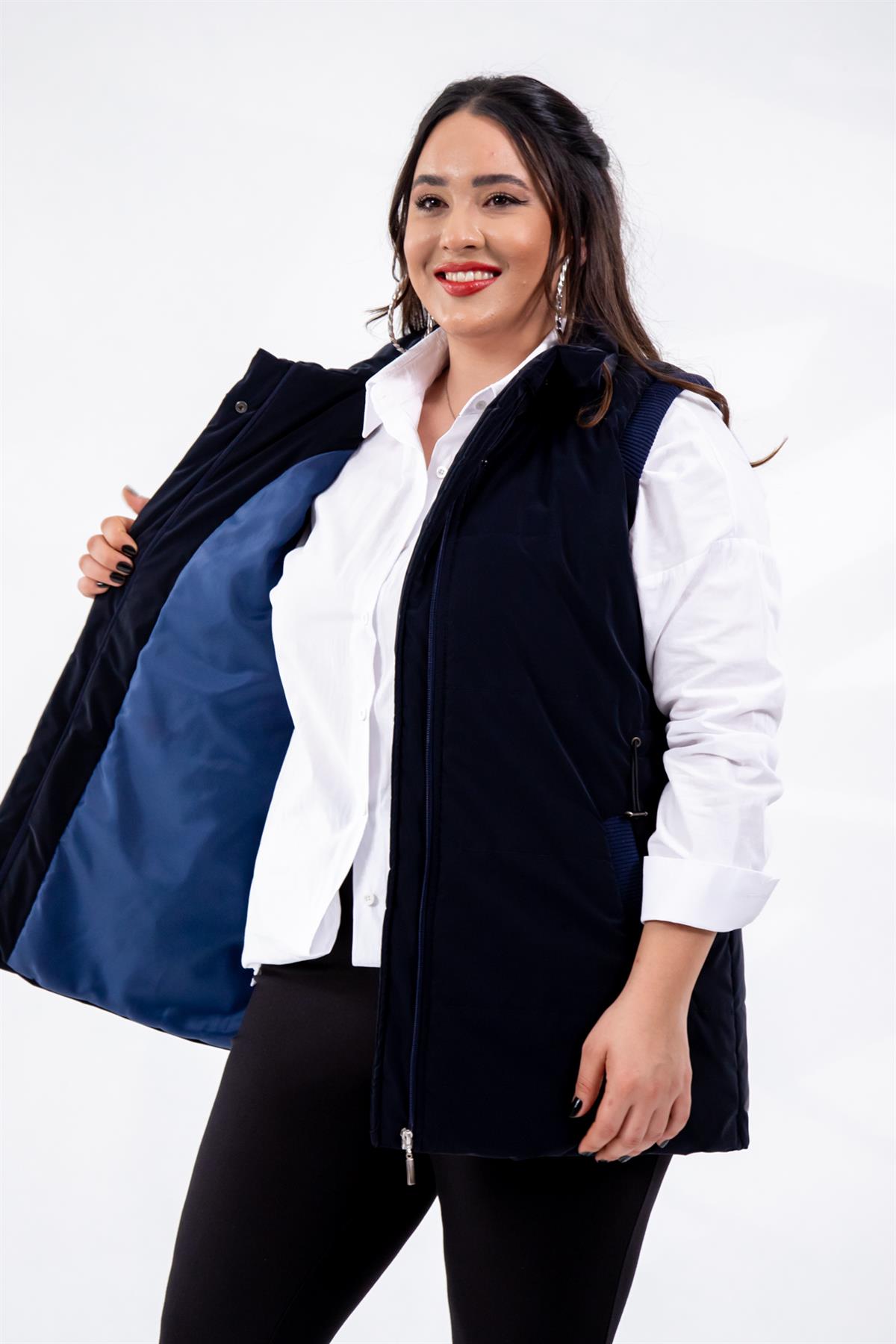 Büyük Beden 132187 Kapitone Yelek  Lacivert