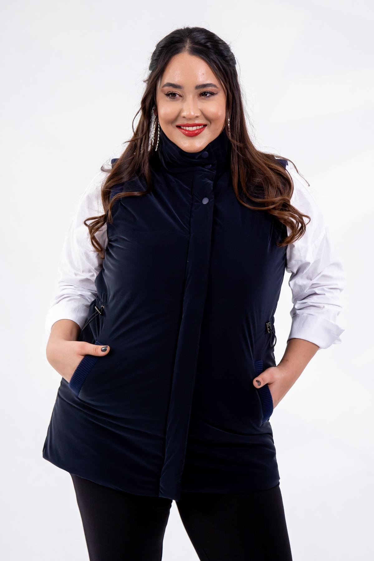 Büyük Beden 132187 Kapitone Yelek  Lacivert