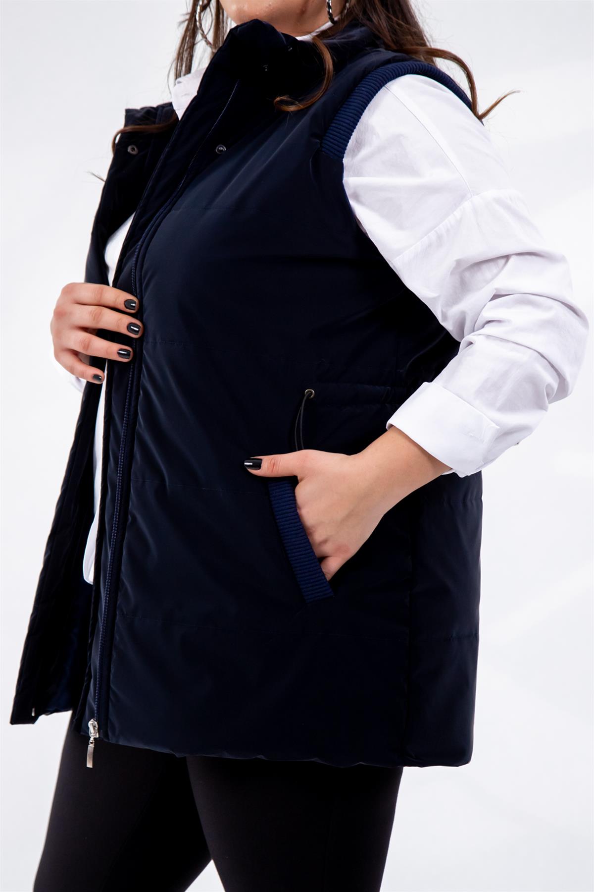 Büyük Beden 132187 Kapitone Yelek  Lacivert