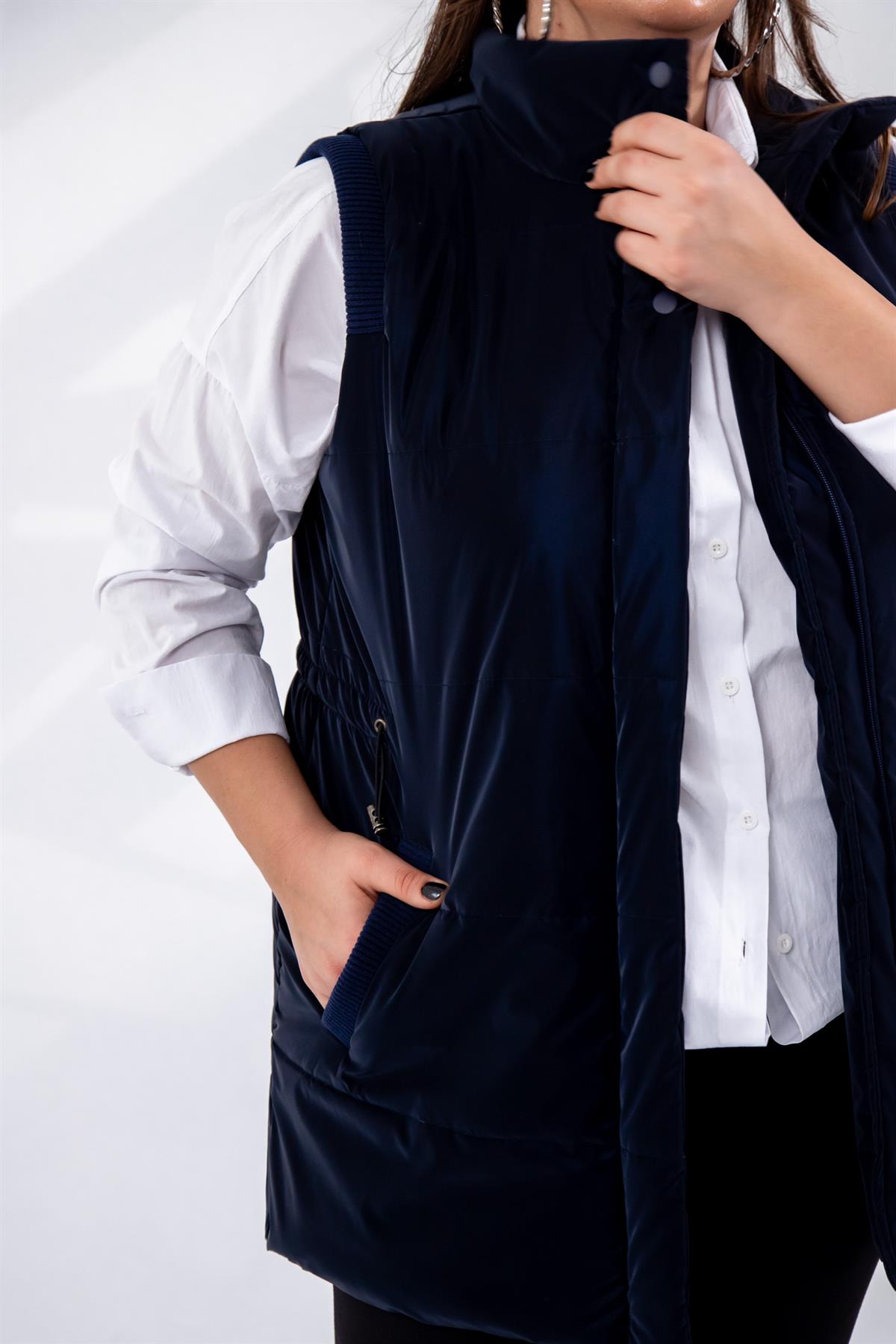 Büyük Beden 132187 Kapitone Yelek  Lacivert