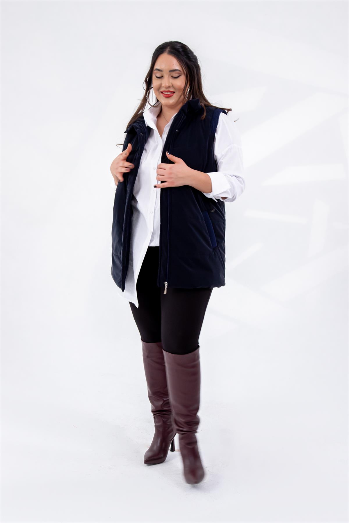 Büyük Beden 132187 Kapitone Yelek  Lacivert