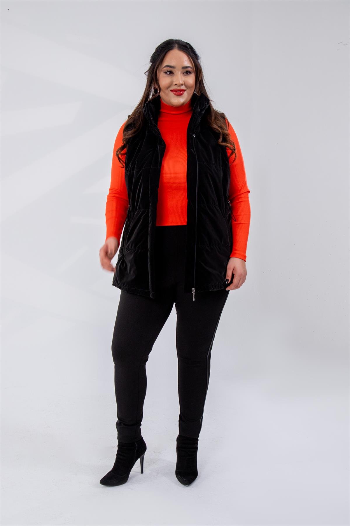 Büyük Beden 132187 Kapitone Yelek  Siyah