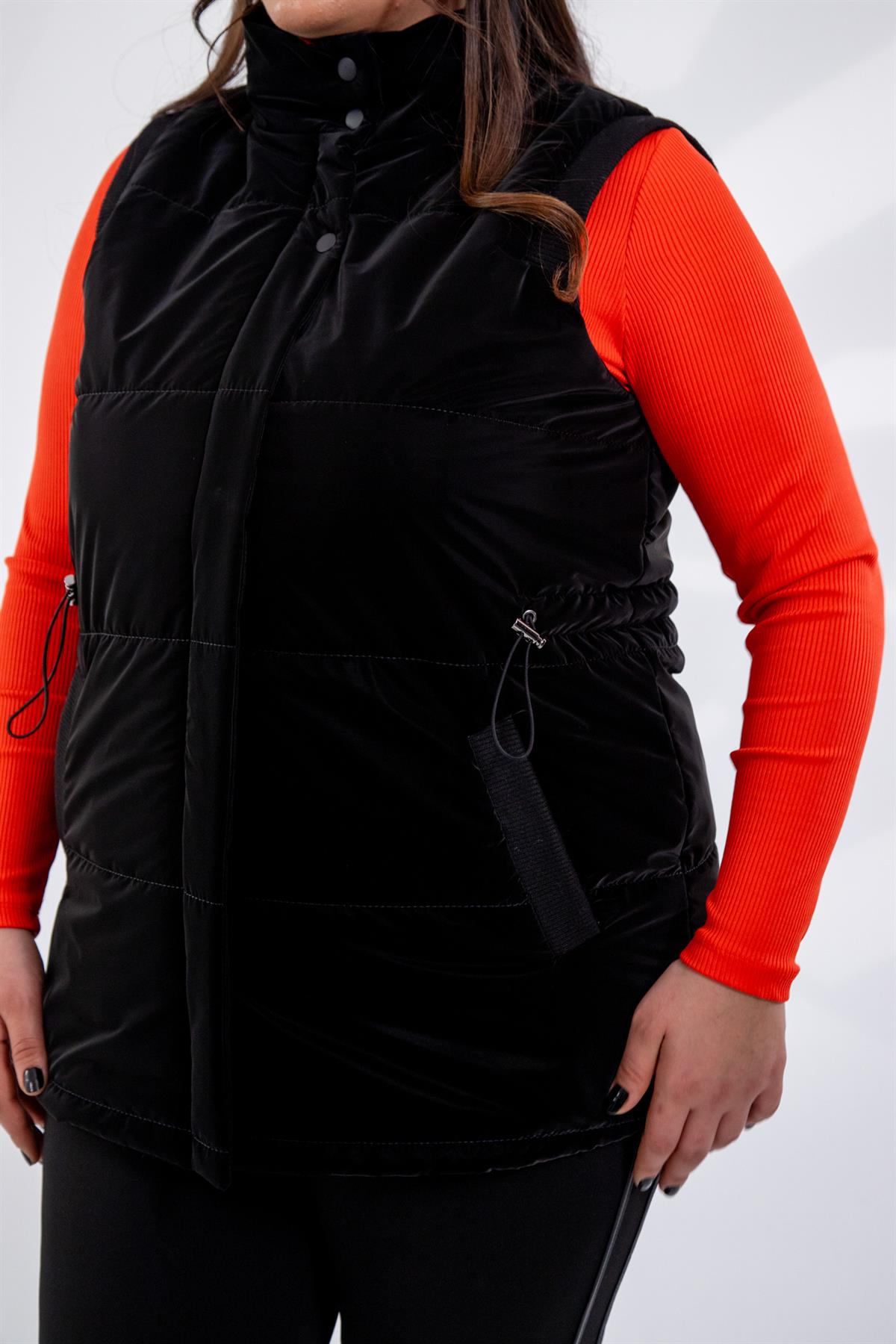 Büyük Beden 132187 Kapitone Yelek  Siyah