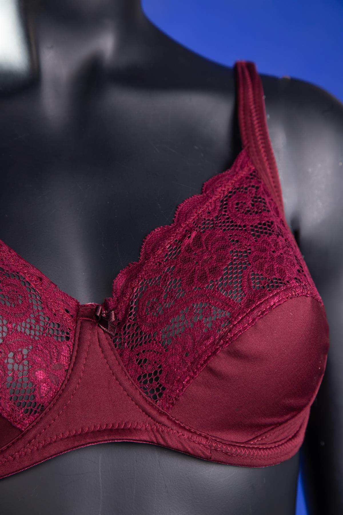 Büyük Beden 2100 Dantelli Toparlayıcı Sütyen Bordo